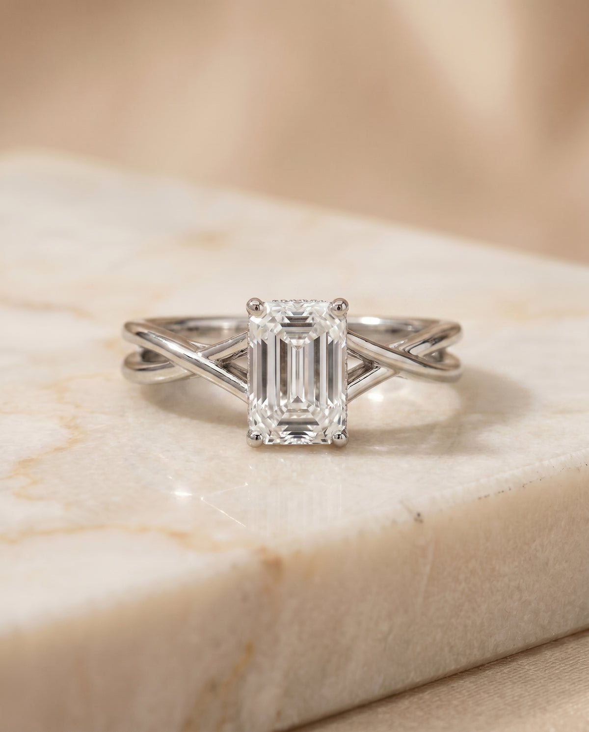 The Grace emerald engagement ring setting in Platinum | RockHer