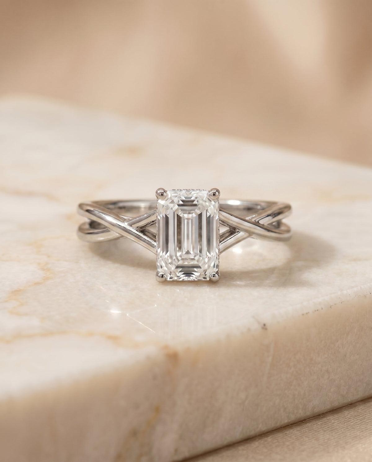 The Grace emerald engagement ring setting in Platinum | RockHer