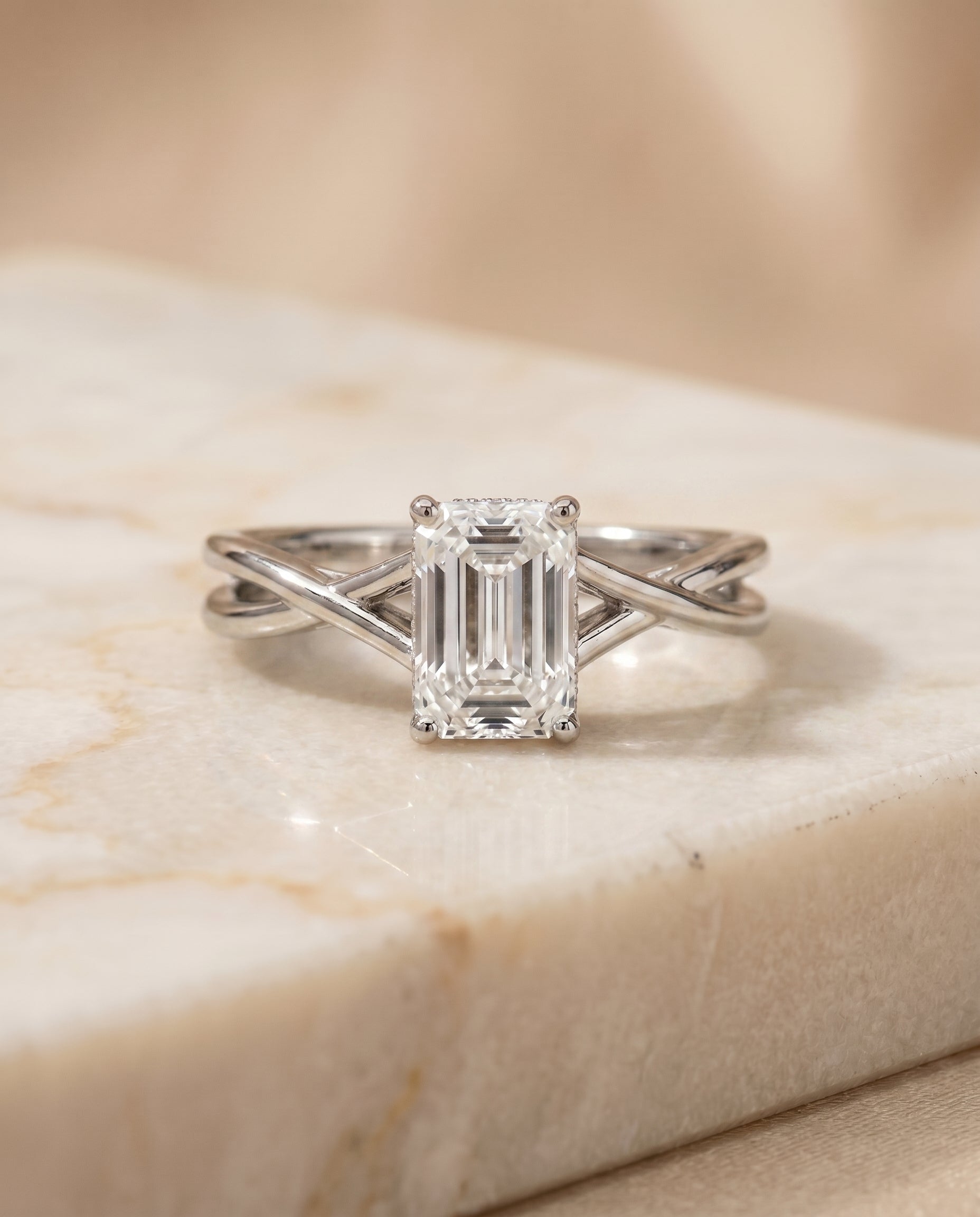 The Grace Select Solitaire Engagement Ring with Lab Diamond in 18K White Gold - view 1