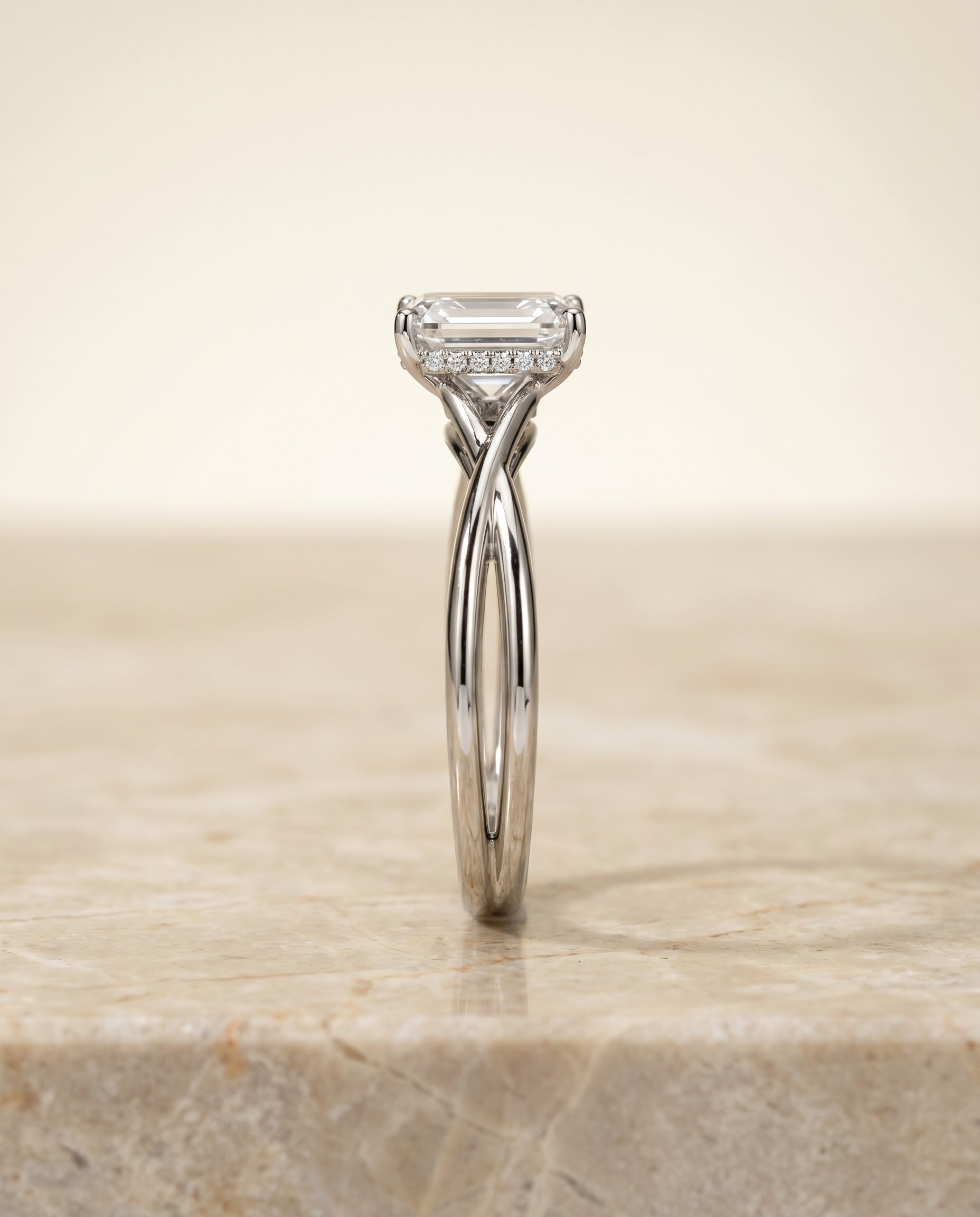The Grace setting for emerald diamonds, made to order in Platinum | RockHer