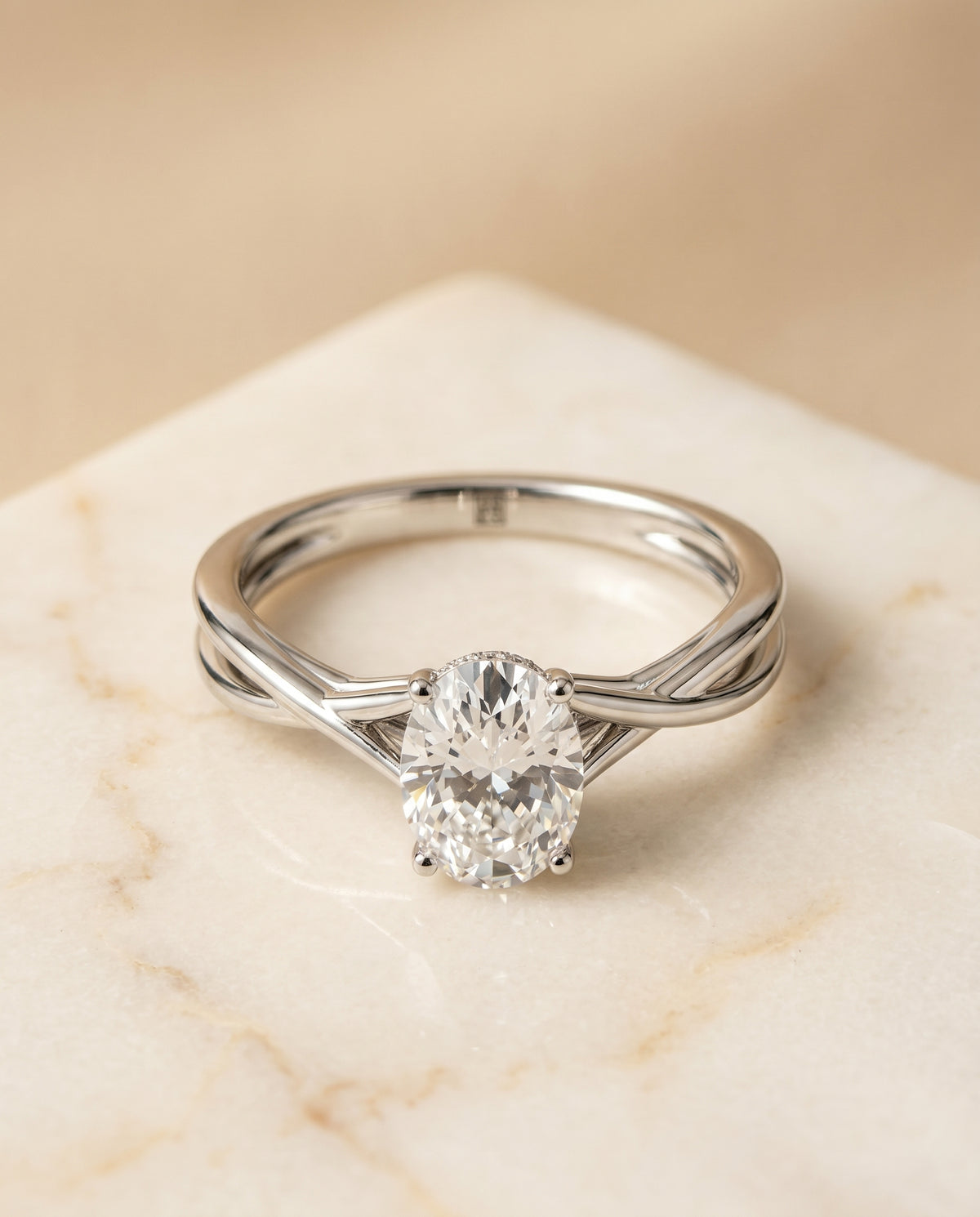 The Grace oval engagement ring setting in 18K White Gold | RockHer