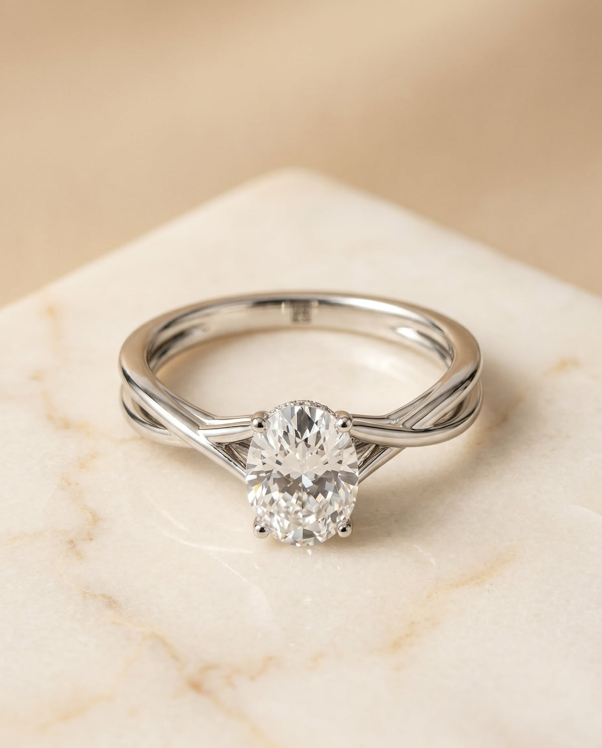 The Grace oval engagement ring setting in 18K White Gold | RockHer
