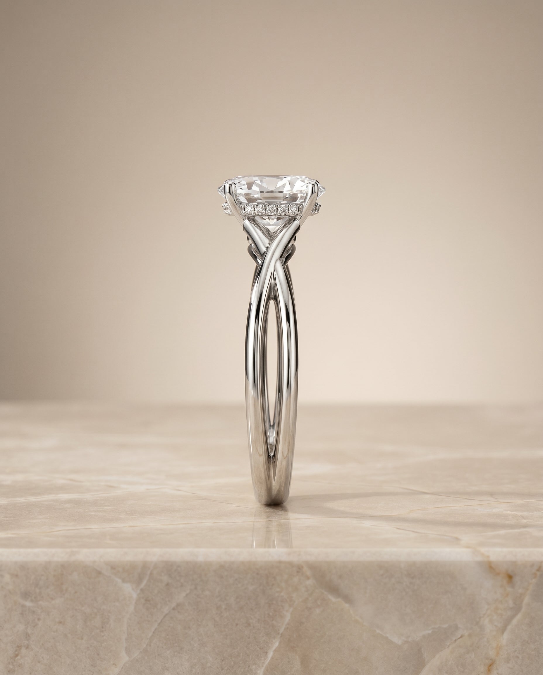 The Grace setting for oval diamonds, made to order in 18K White Gold | RockHer