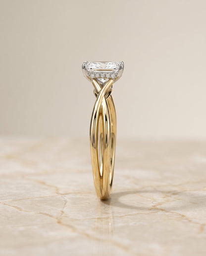 Grace Select Solitaire Radiant Cut Lab Diamond Engagement Ring in 18K Yellow Gold, side view | RockHer