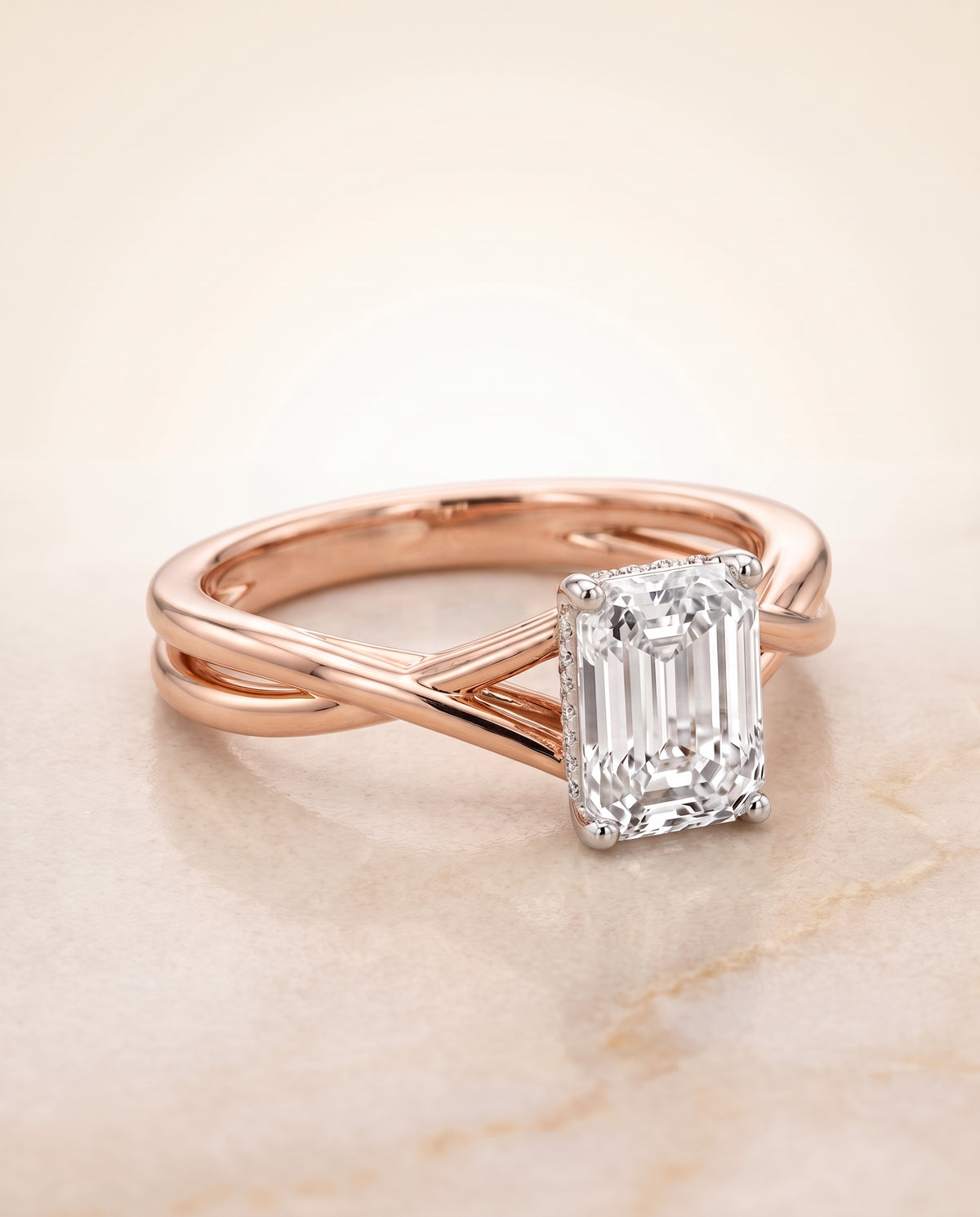 The Grace emerald engagement ring setting in 14K Rose Gold | RockHer