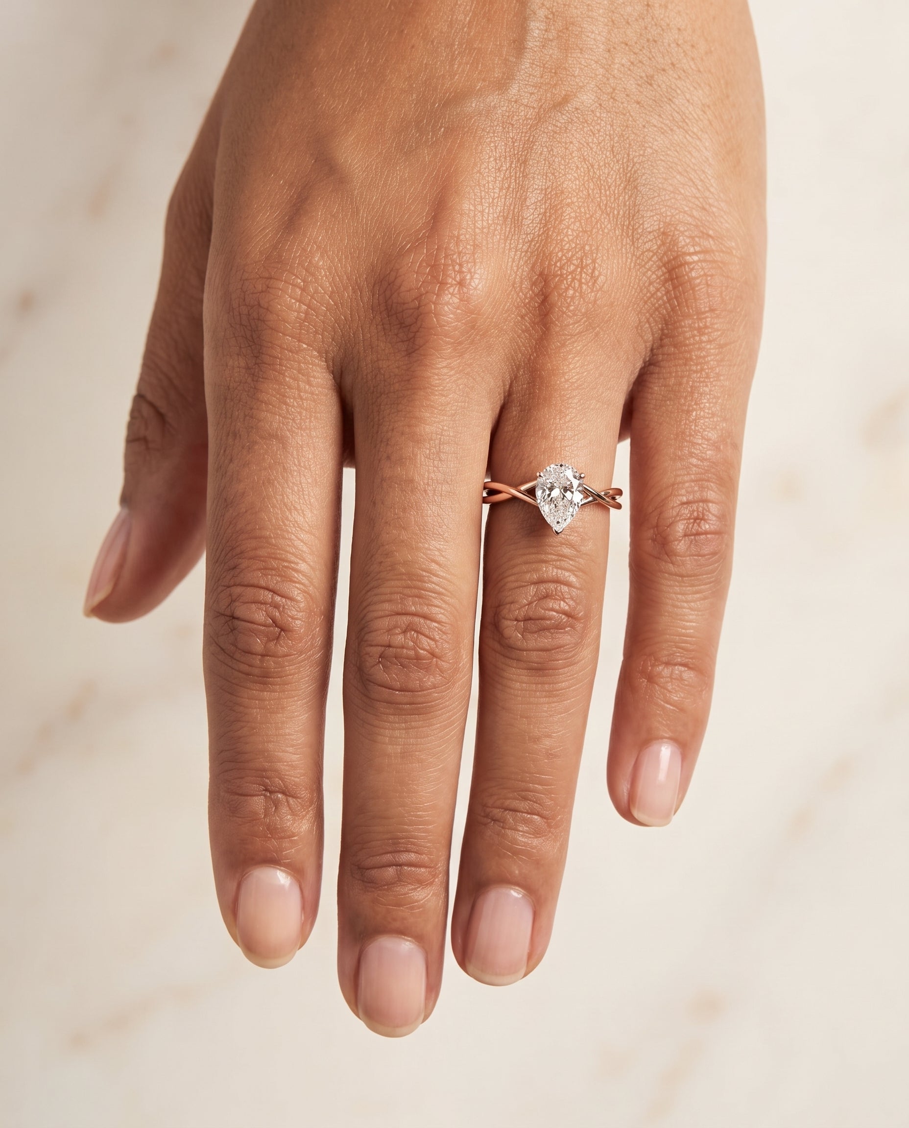 The Grace Twisted Shank Hidden Halo Solitaire Princess Cut Engagement Ring Setting in 14K Rose Gold