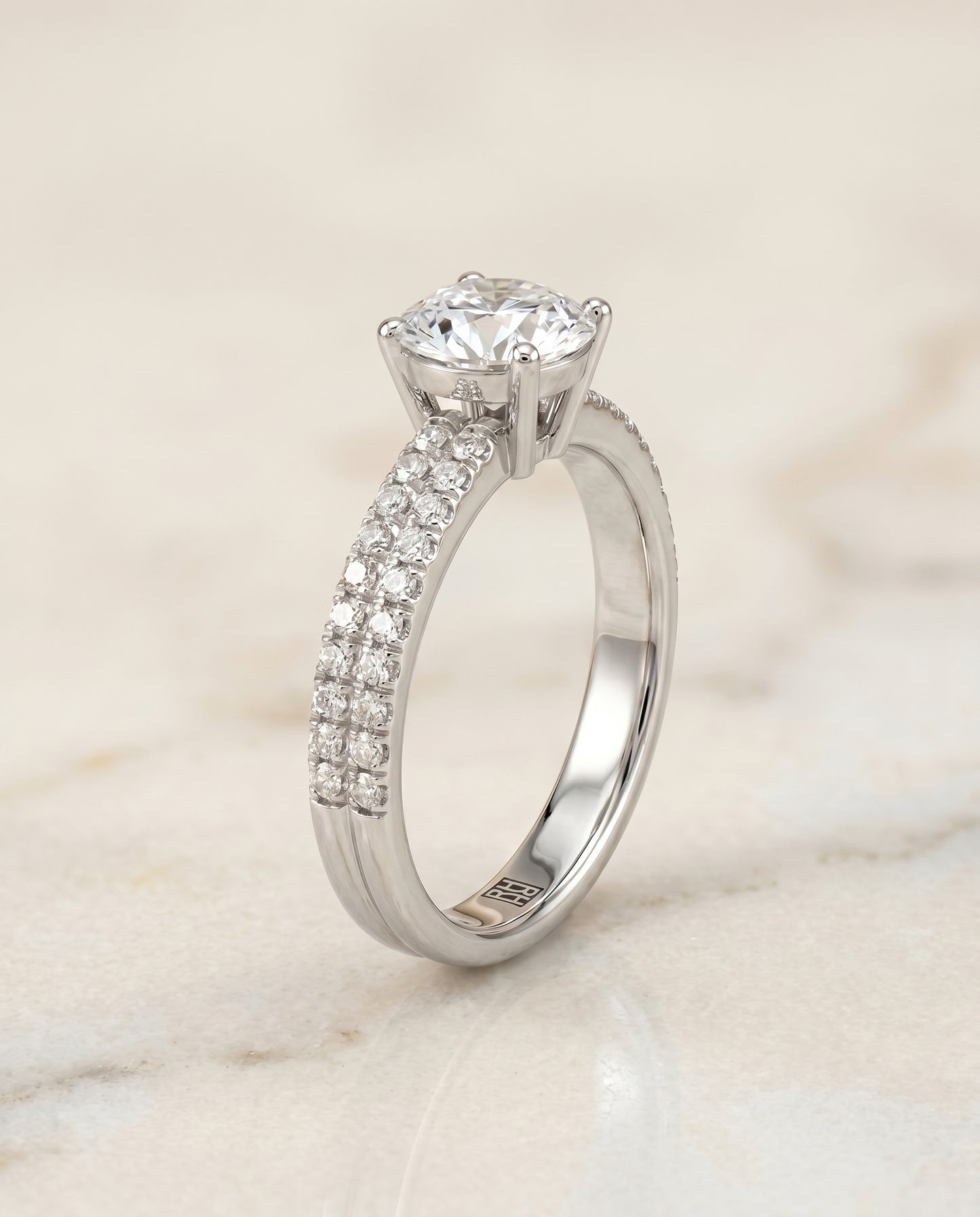 The Gwen Engagement Ring Setting for Round Diamonds in Platinum