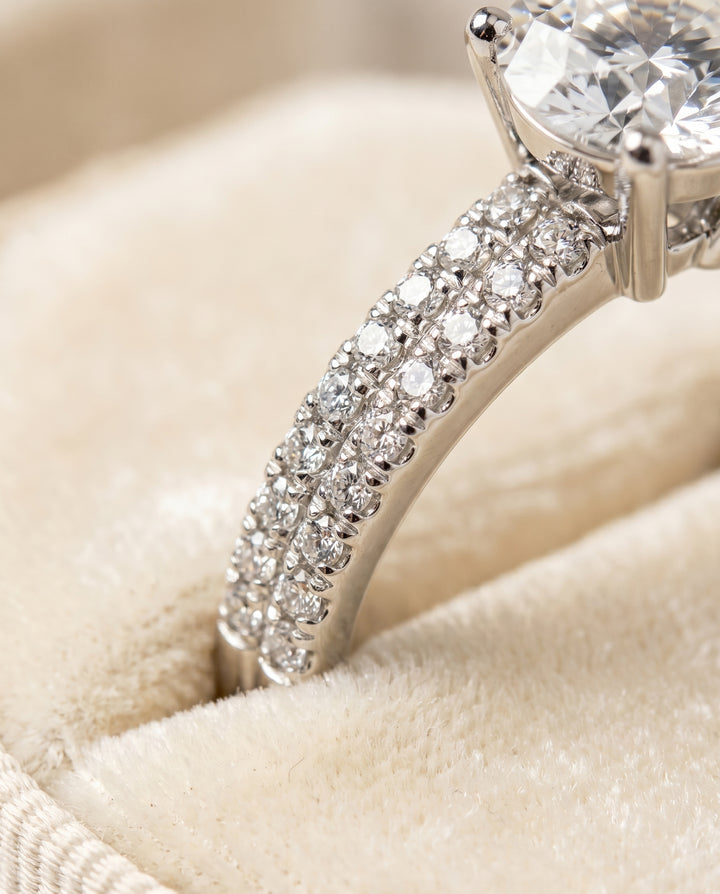 The Gwen Engagement Ring Setting for Round Diamonds in Platinum