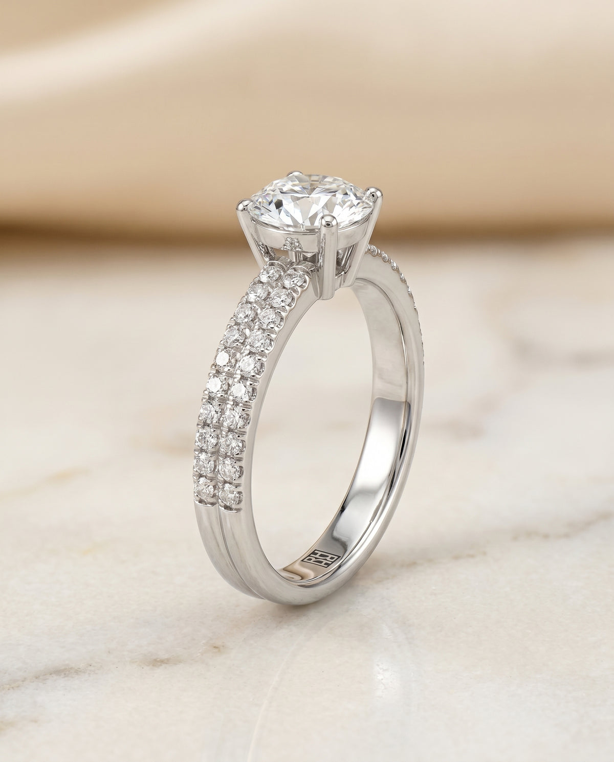 The Gwen round engagement ring setting in 18K White Gold | RockHer