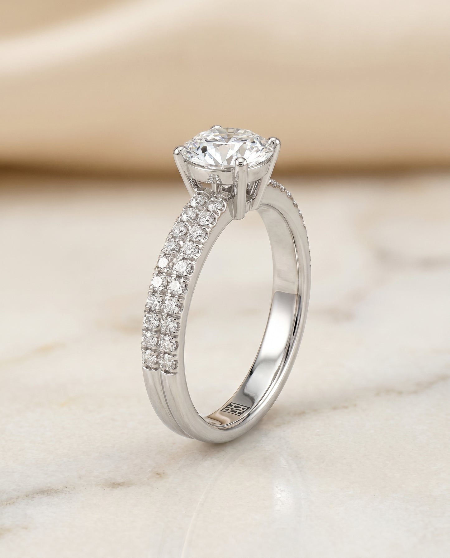 The Gwen Engagement Ring Setting for Round Diamonds in Platinum | RockHer