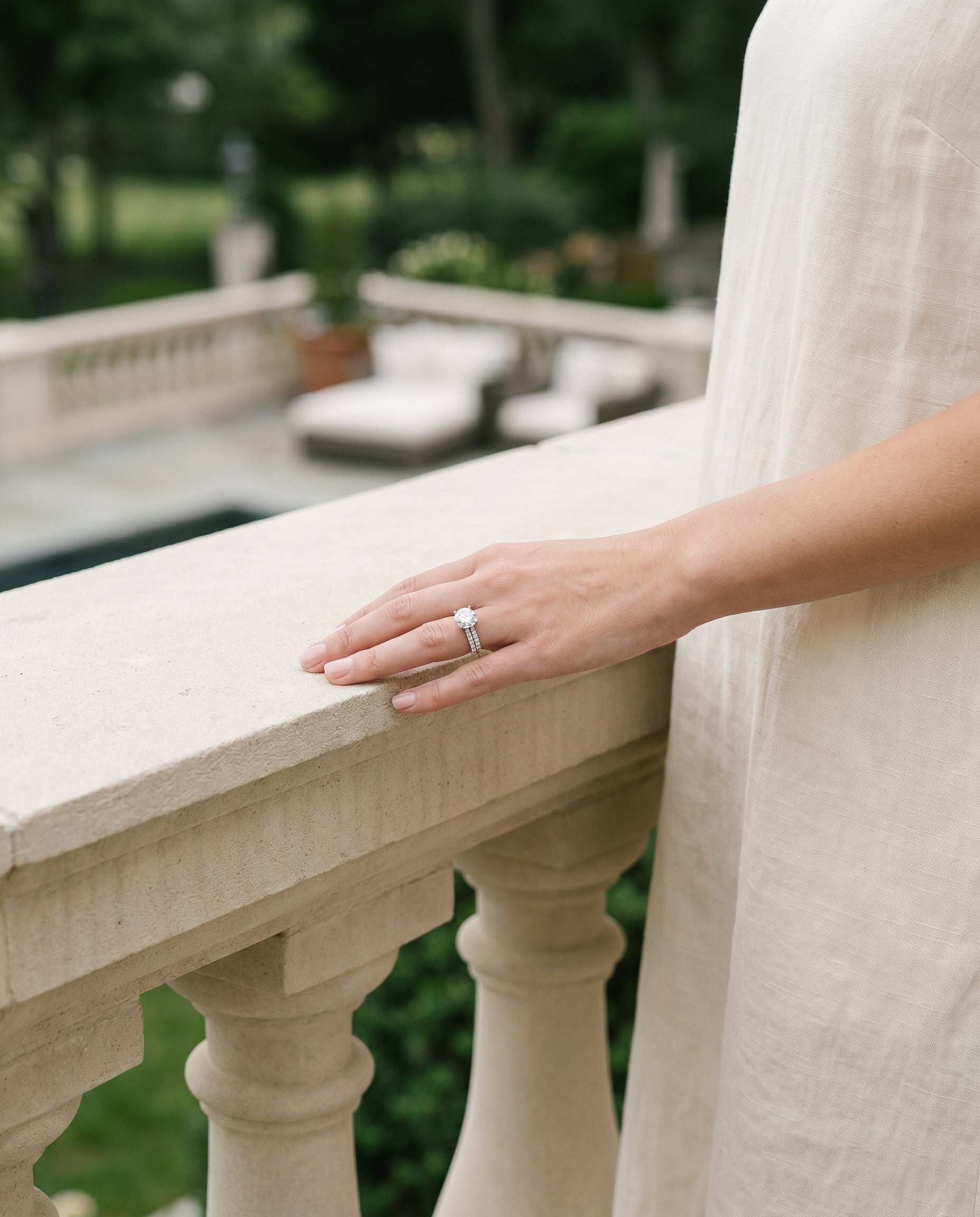 Gwen Select Double Row Micro Set Pavé Round Lab Diamond Engagement Ring in Platinum, lifestyle | RockHer