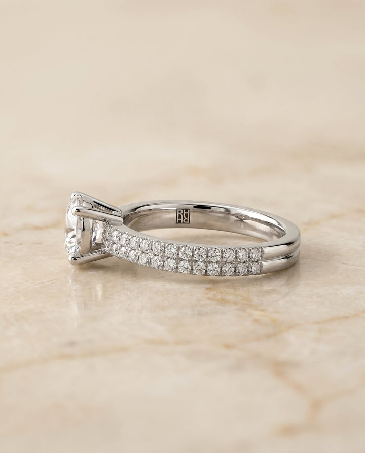 Gwen Select Double Row Micro Set Pave Solitaire in 18K White Gold – view 2
