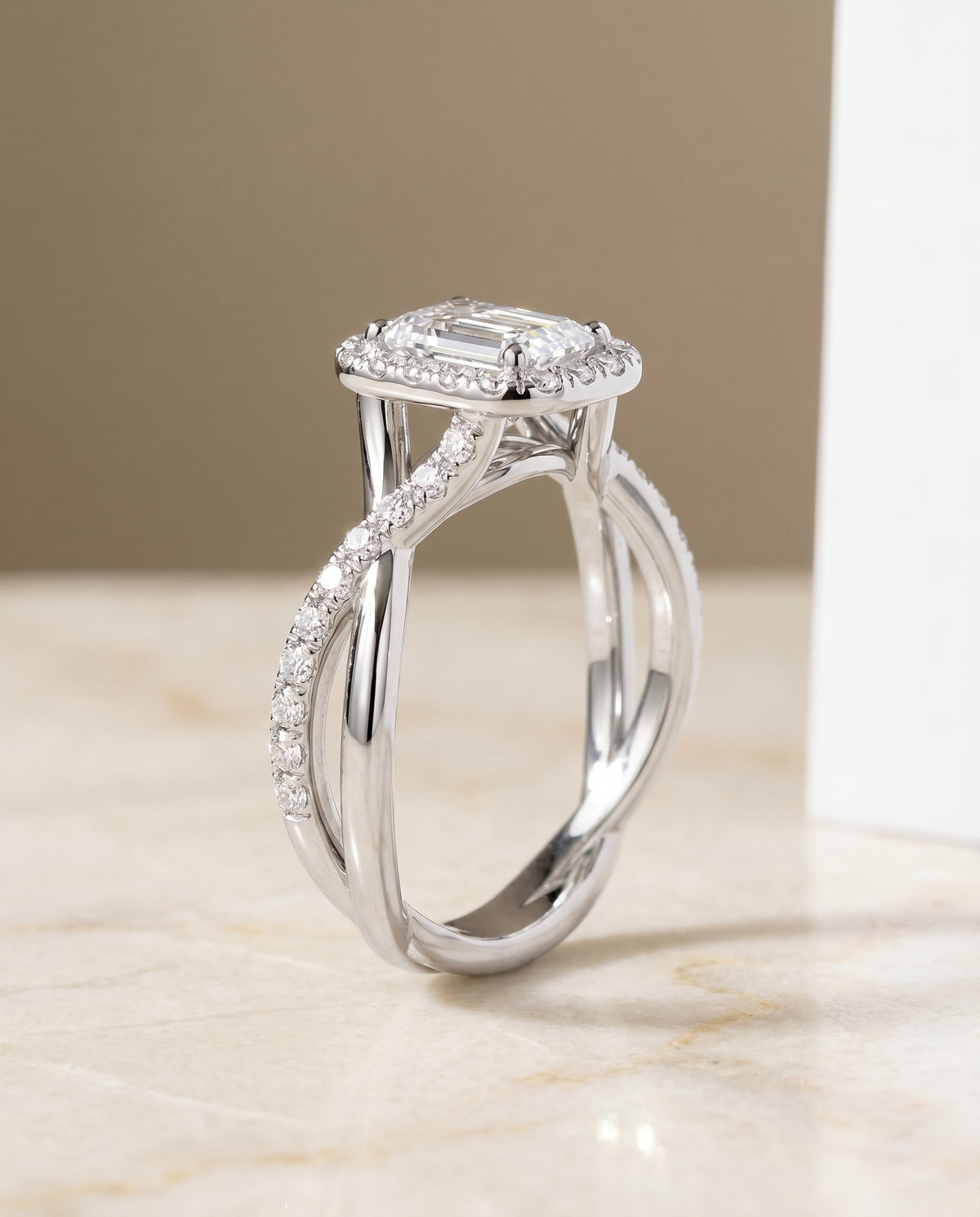 The Harmony emerald engagement ring setting in Platinum | RockHer