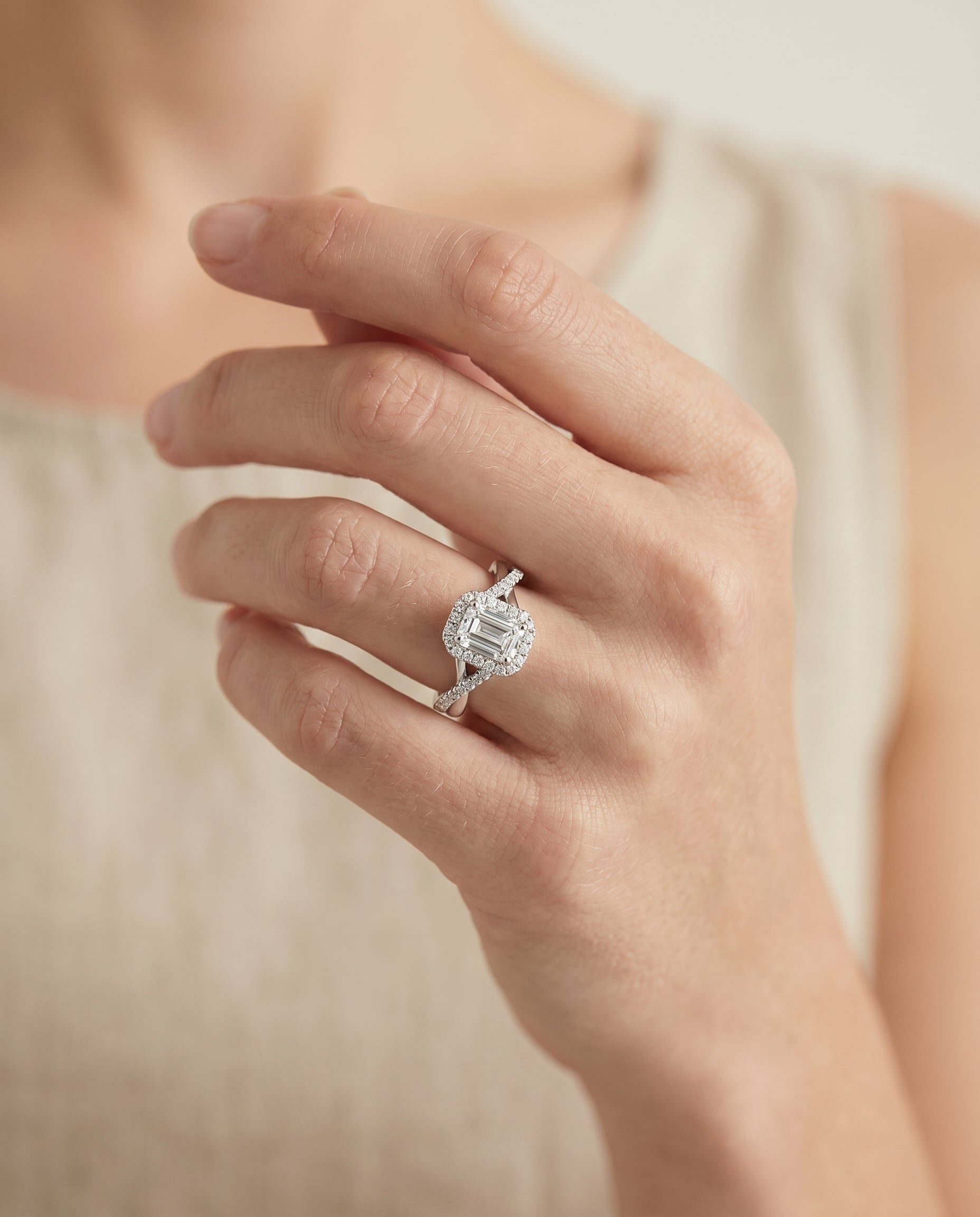 The Harmony setting for emerald diamonds, made to order in Platinum | RockHer