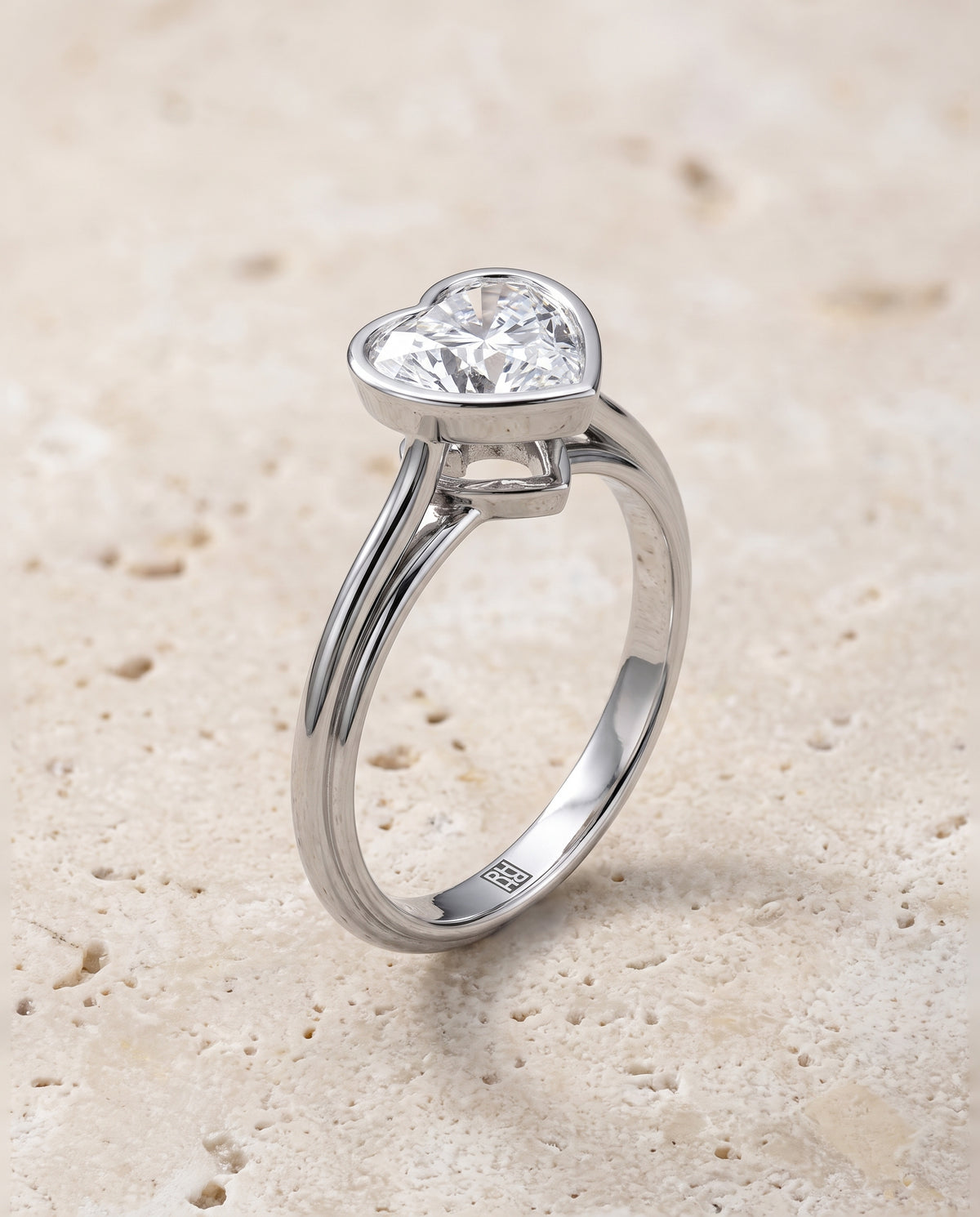 The Hayley Bezel Cathedral Solitaire Heart Engagement Ring Setting in Platinum