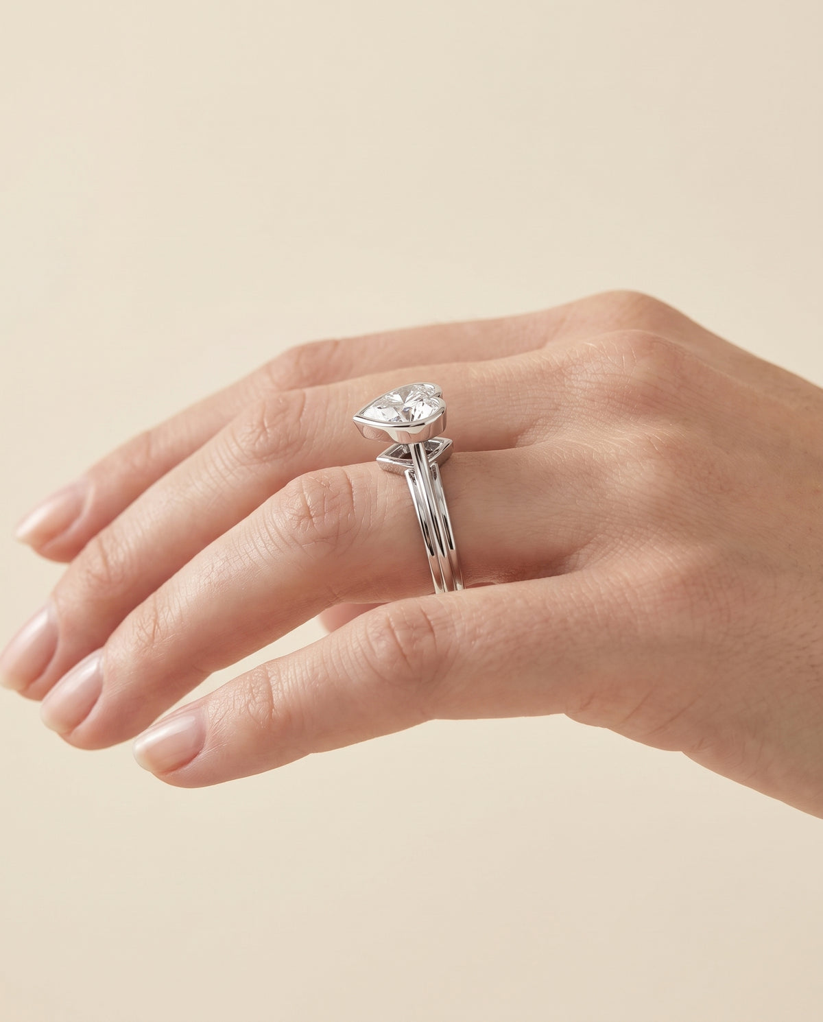 The Hayley Bezel Cathedral Solitaire Heart Engagement Ring Setting in Platinum