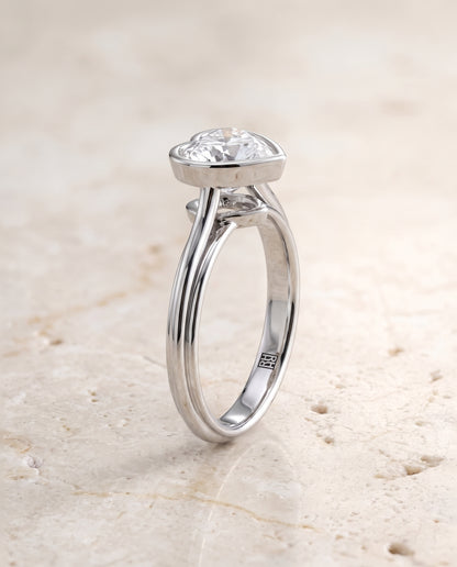 The Hayley Bezel Cathedral Solitaire Heart Engagement Ring Setting in Platinum