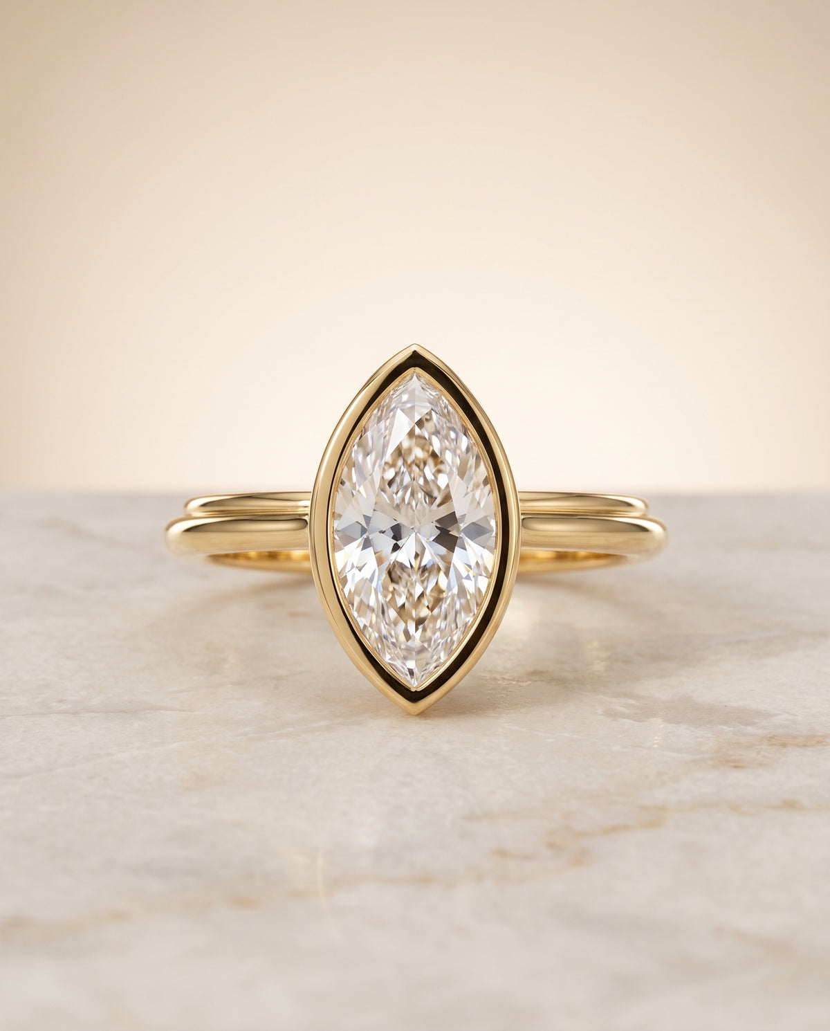 The Hayley marquise engagement ring setting in 18K Yellow Gold | RockHer