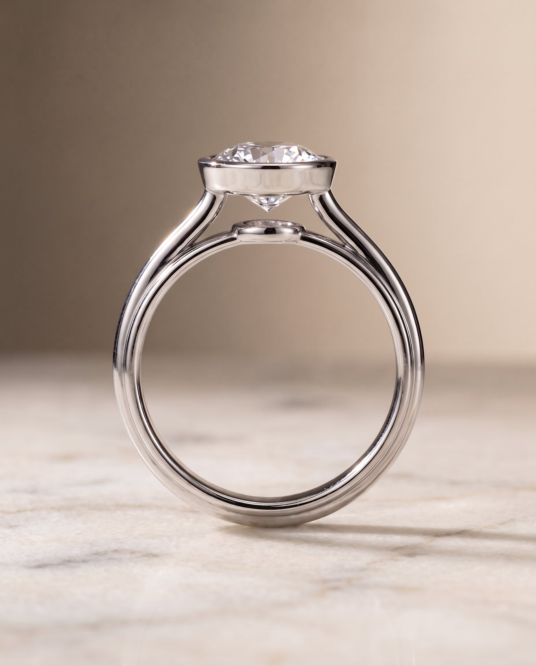 The Hayley setting for round diamonds, made to order in Platinum | RockHer