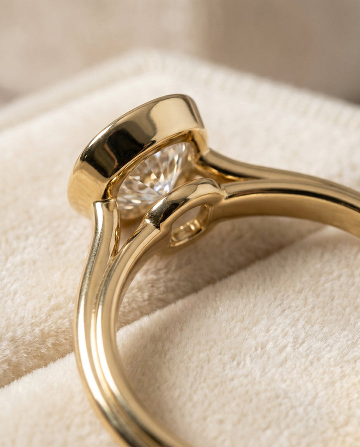 The Hayley Select Bezel Solitaire Engagement Ring with Lab Diamond in 18K Yellow Gold - view 4