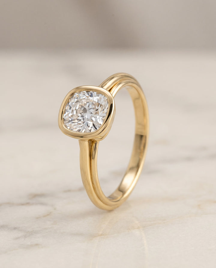 The Hayley Select Bezel Solitaire Engagement Ring with Lab Diamond in 18K Yellow Gold - view 2