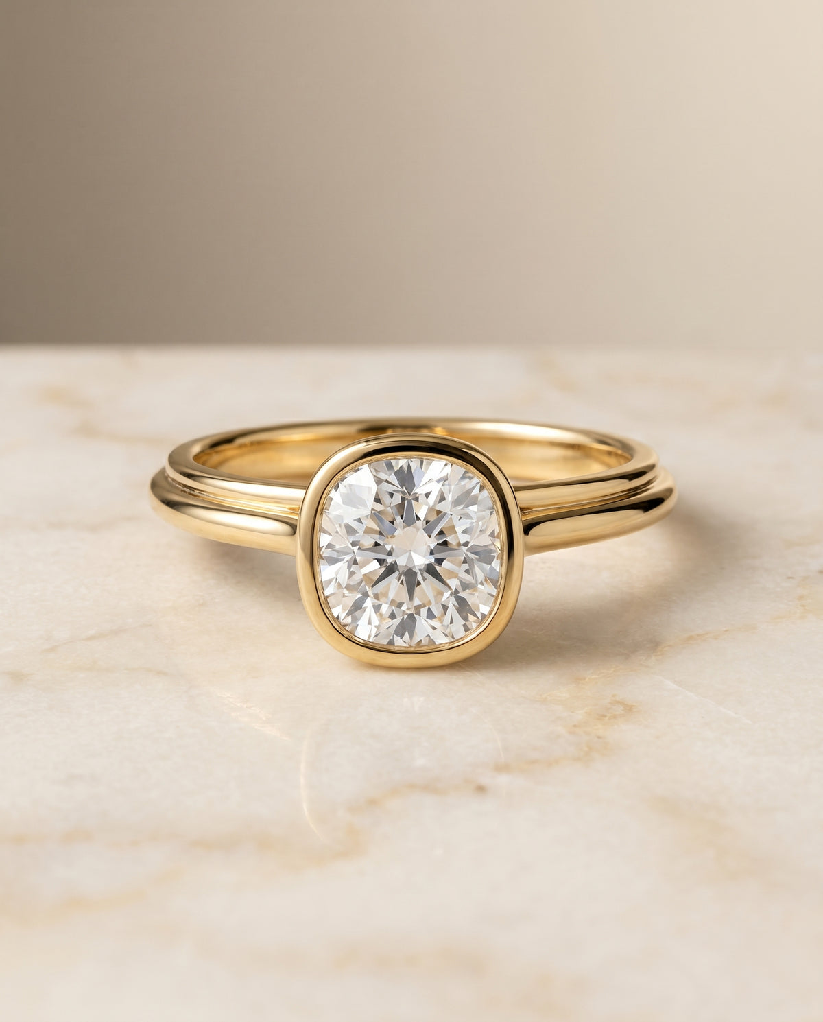 The Hayley cushion engagement ring setting in 18K Yellow Gold | RockHer