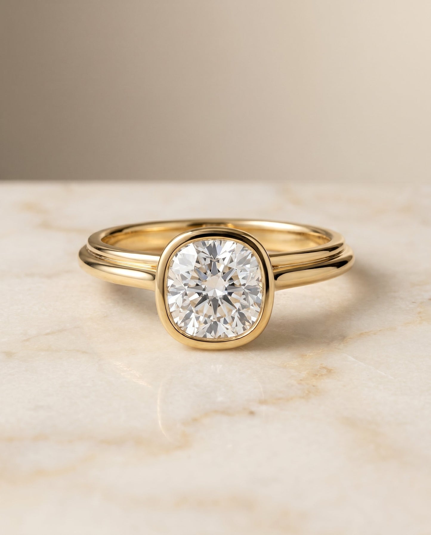 The Hayley Select Bezel Solitaire Engagement Ring with Lab Diamond in 18K Yellow Gold - view 1