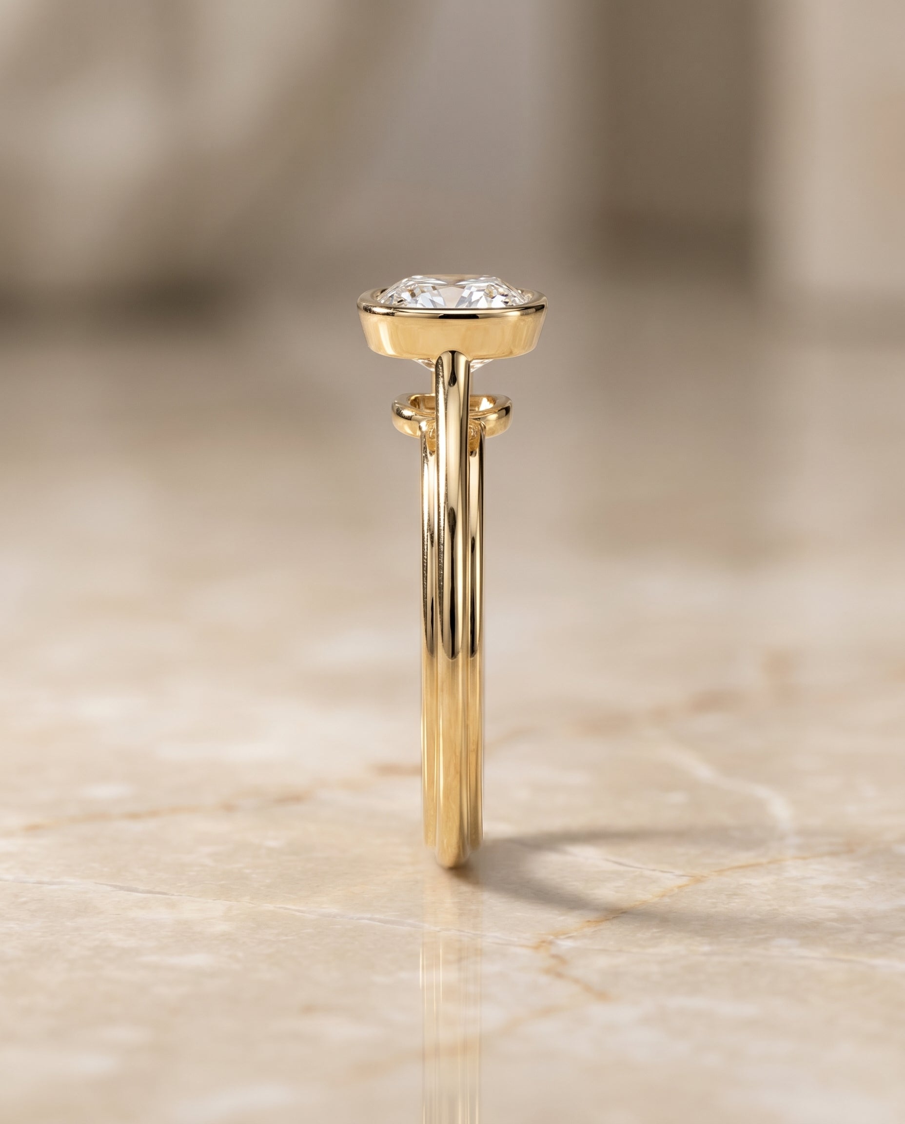 The Hayley setting for cushion diamonds, made to order in 18K Yellow Gold | RockHer