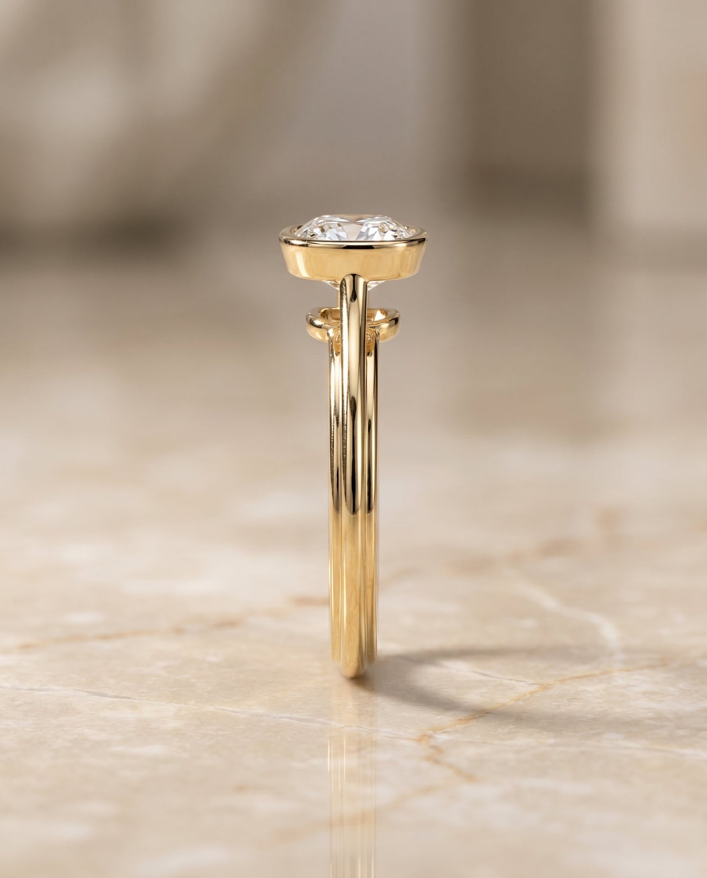 The Hayley Select Bezel Solitaire Engagement Ring with Lab Diamond in 18K Yellow Gold - view 5