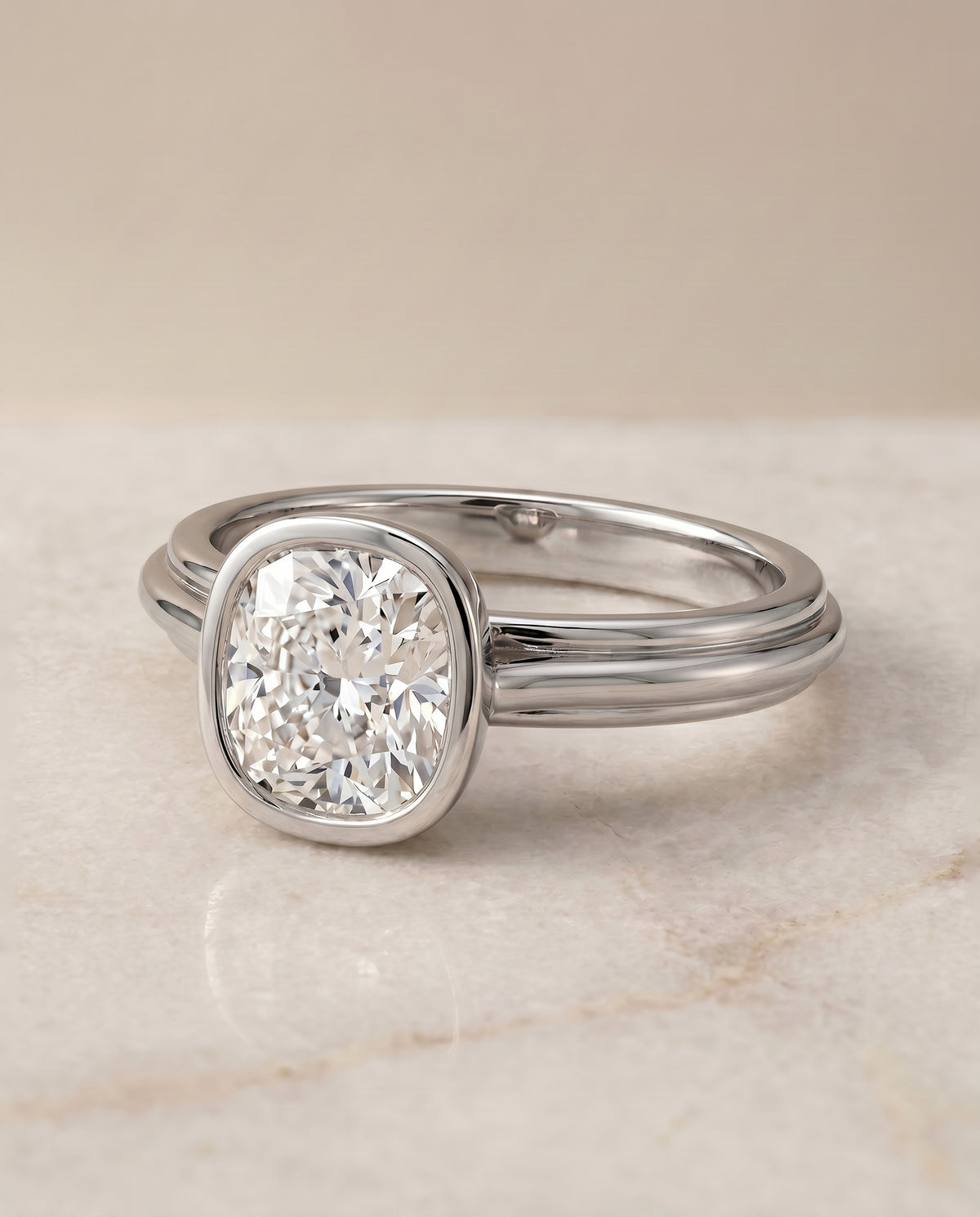 The Hayley cushion engagement ring setting in Platinum | RockHer