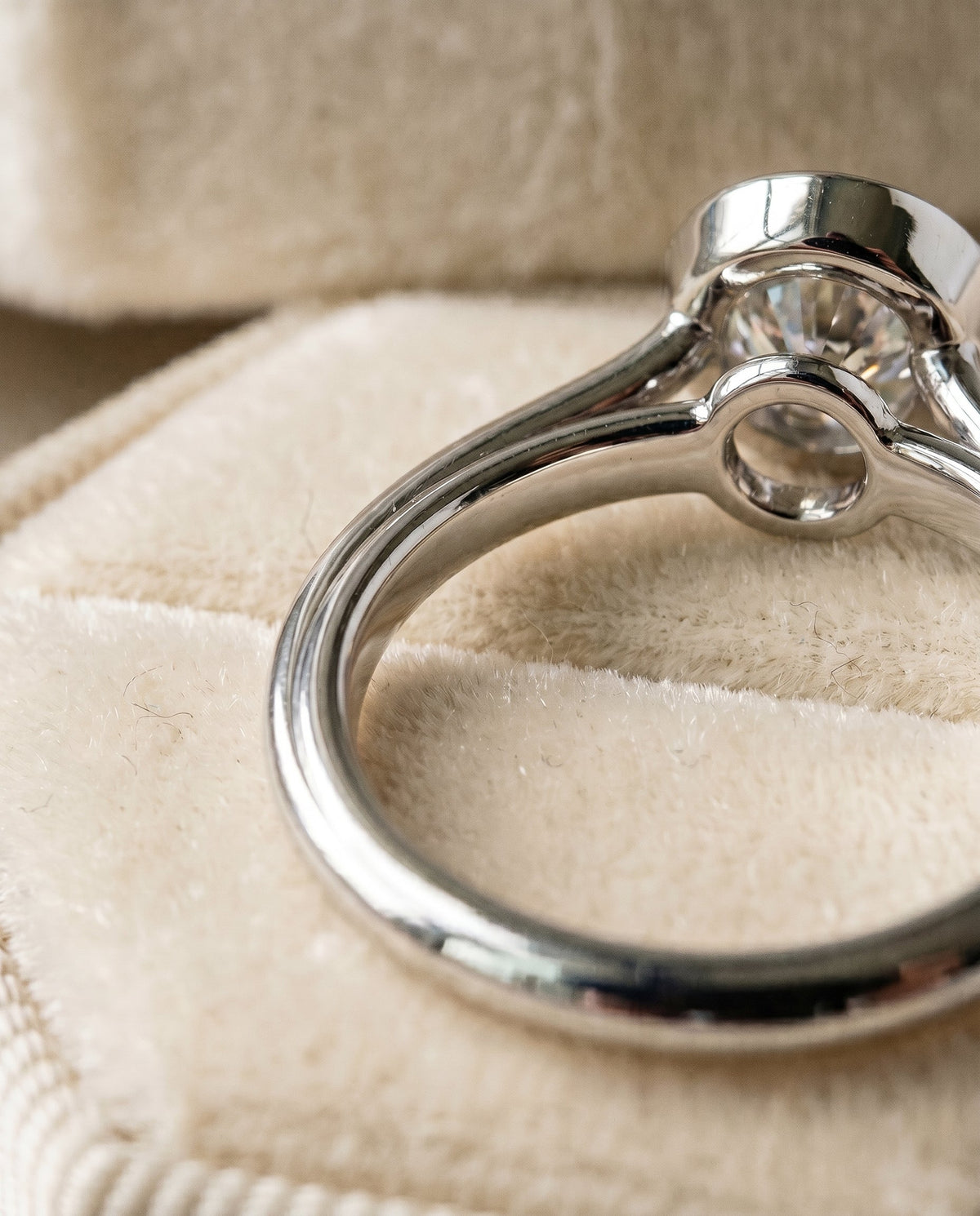 Hayley Select Bezel Solitaire Oval Lab Diamond Engagement Ring in Platinum, detail view | RockHer