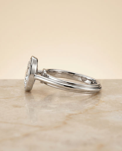 The Hayley Bezel Cathedral Solitaire Oval Engagement Ring Setting in Platinum