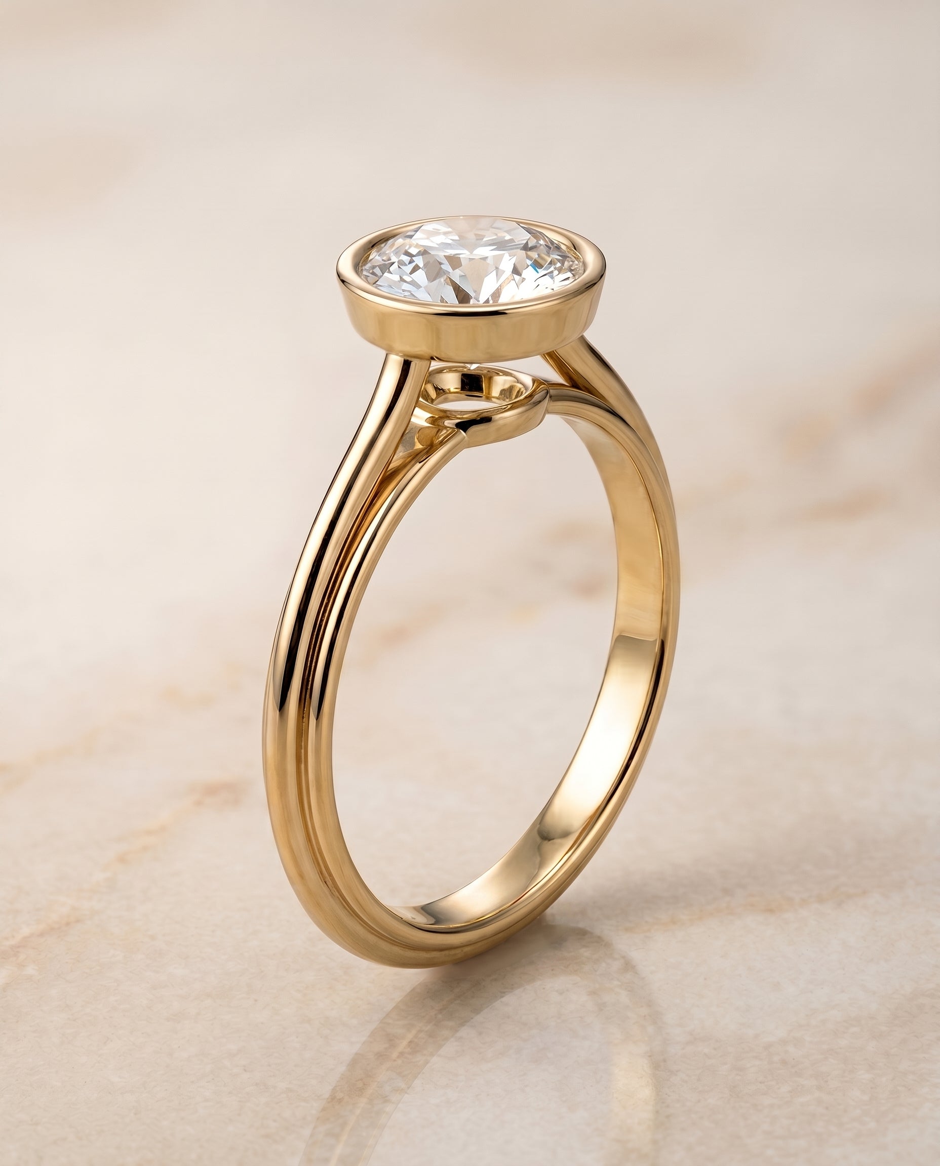 Bezel Cathedral Solitaire styling on The Hayley round engagement ring setting | RockHer