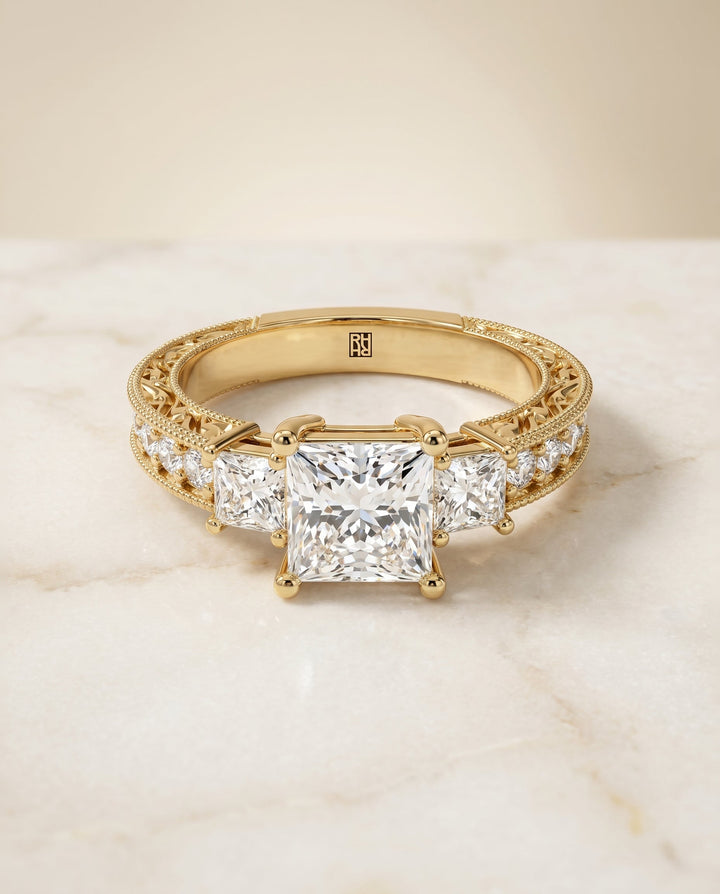 The Helena Select Solitaire Engagement Ring with Lab Diamond in 18K Yellow Gold - view 2