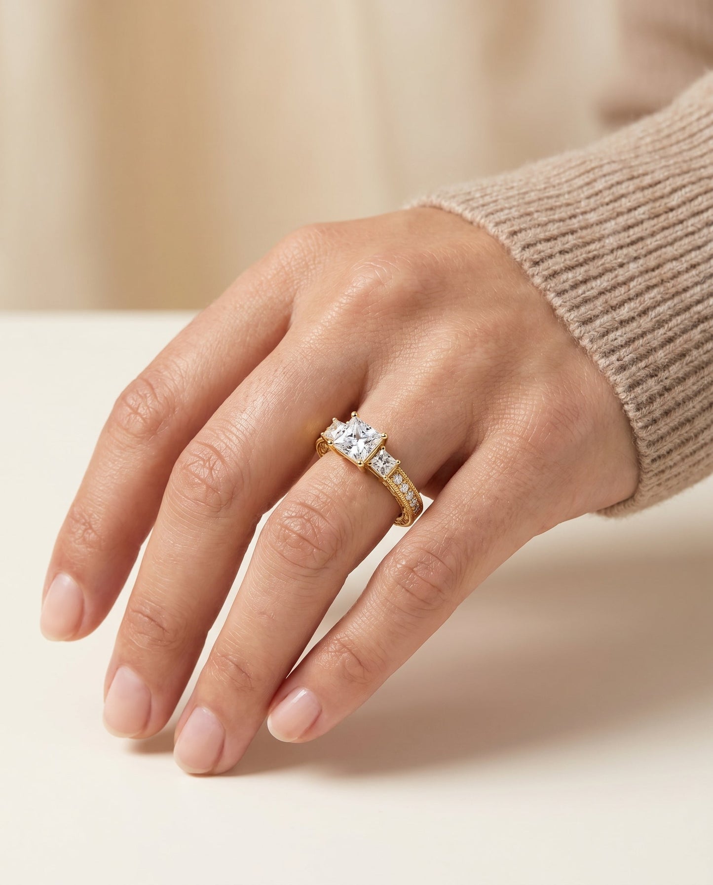 The Helena Select Solitaire Engagement Ring with Lab Diamond in 18K Yellow Gold - view 5