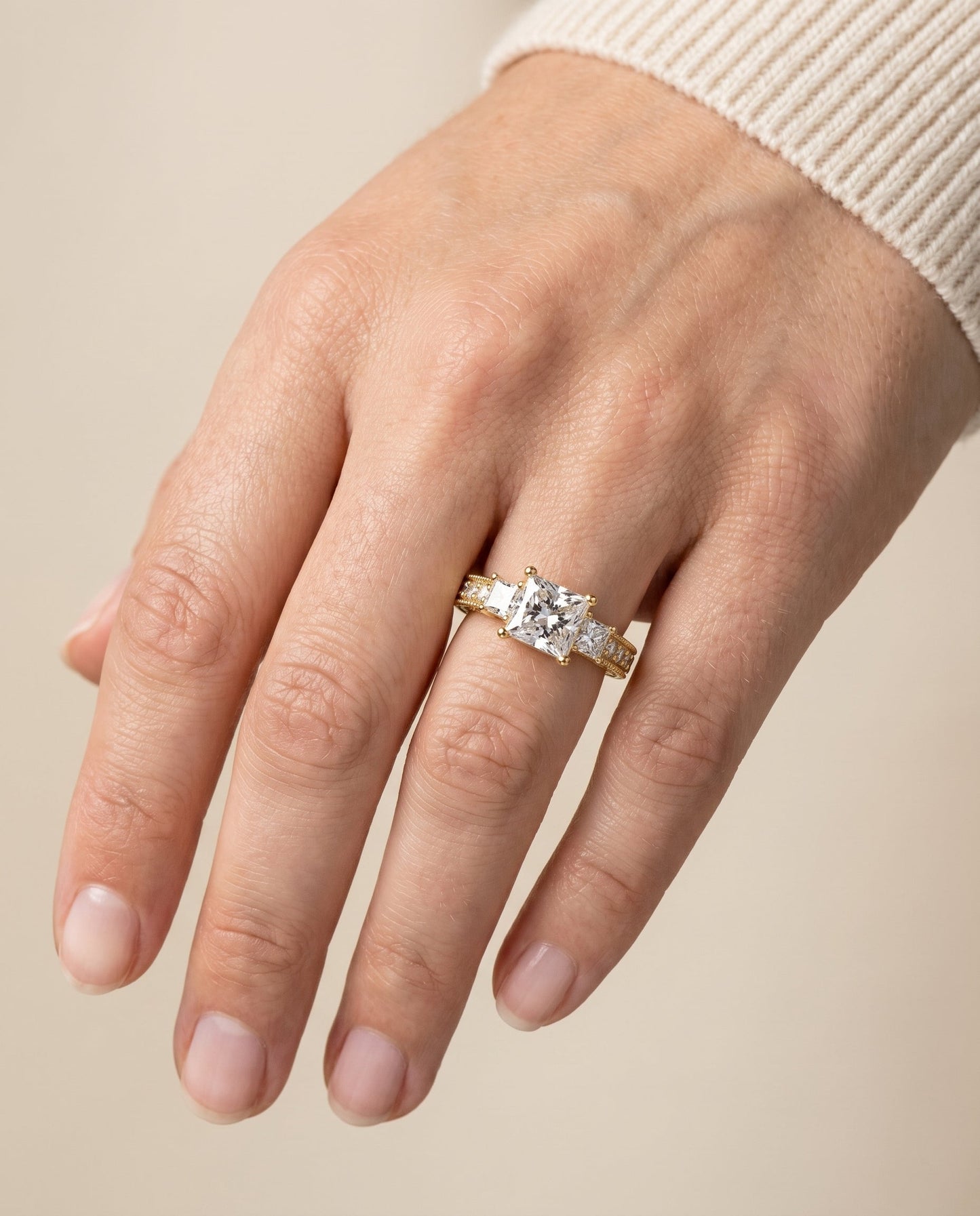 The Helena Select Solitaire Engagement Ring with Lab Diamond in 18K Yellow Gold - view 3