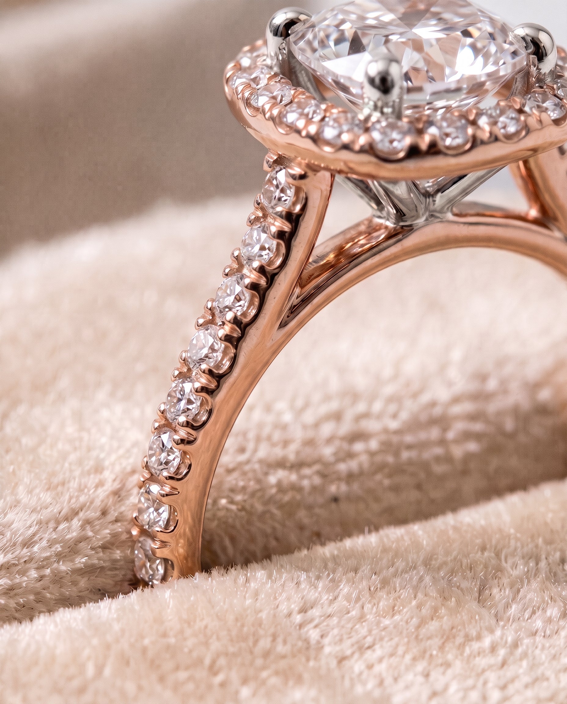 14K Rose Gold band of The Hymn cushion engagement ring setting | RockHer