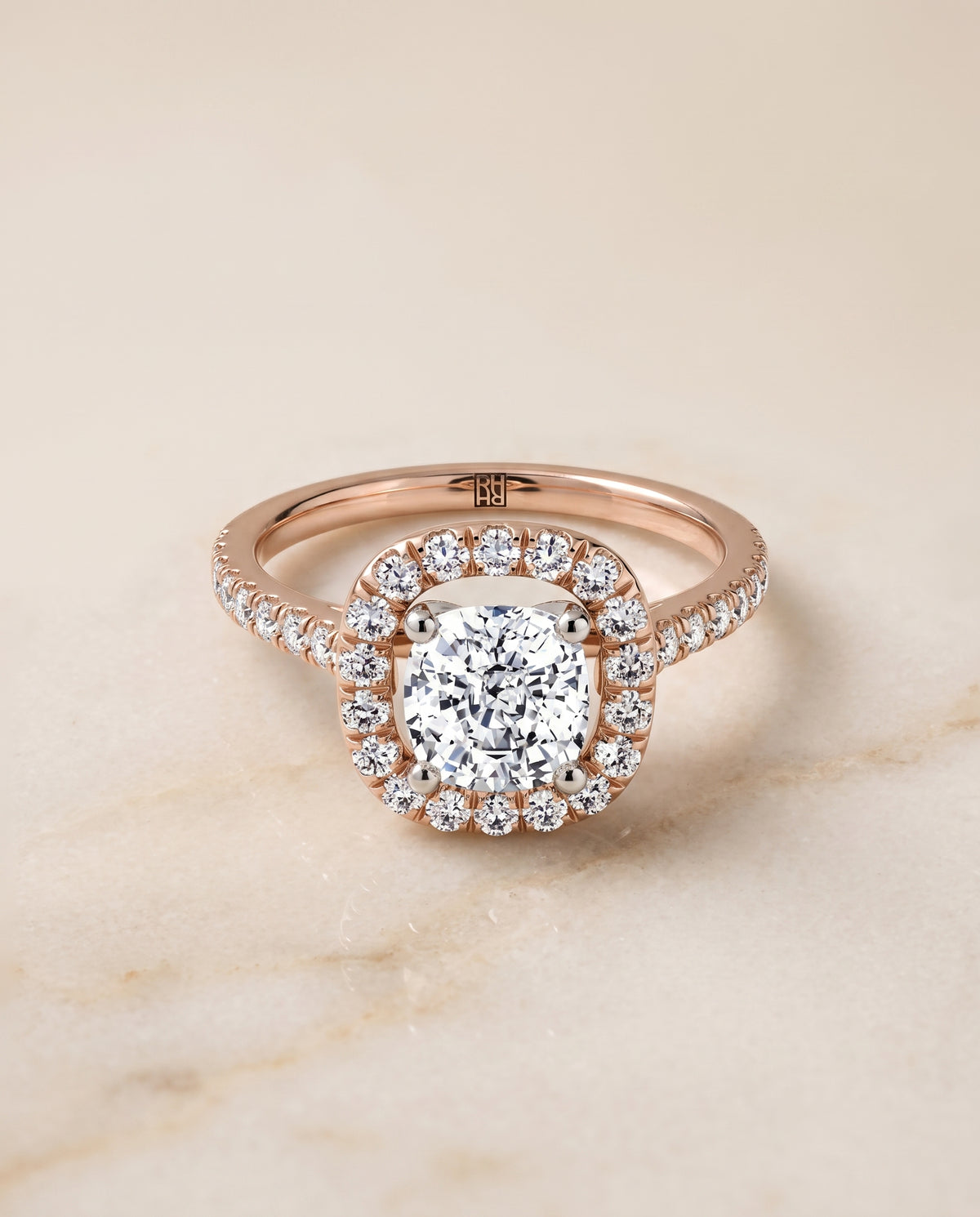 The Hymn cushion engagement ring setting in 14K Rose Gold | RockHer