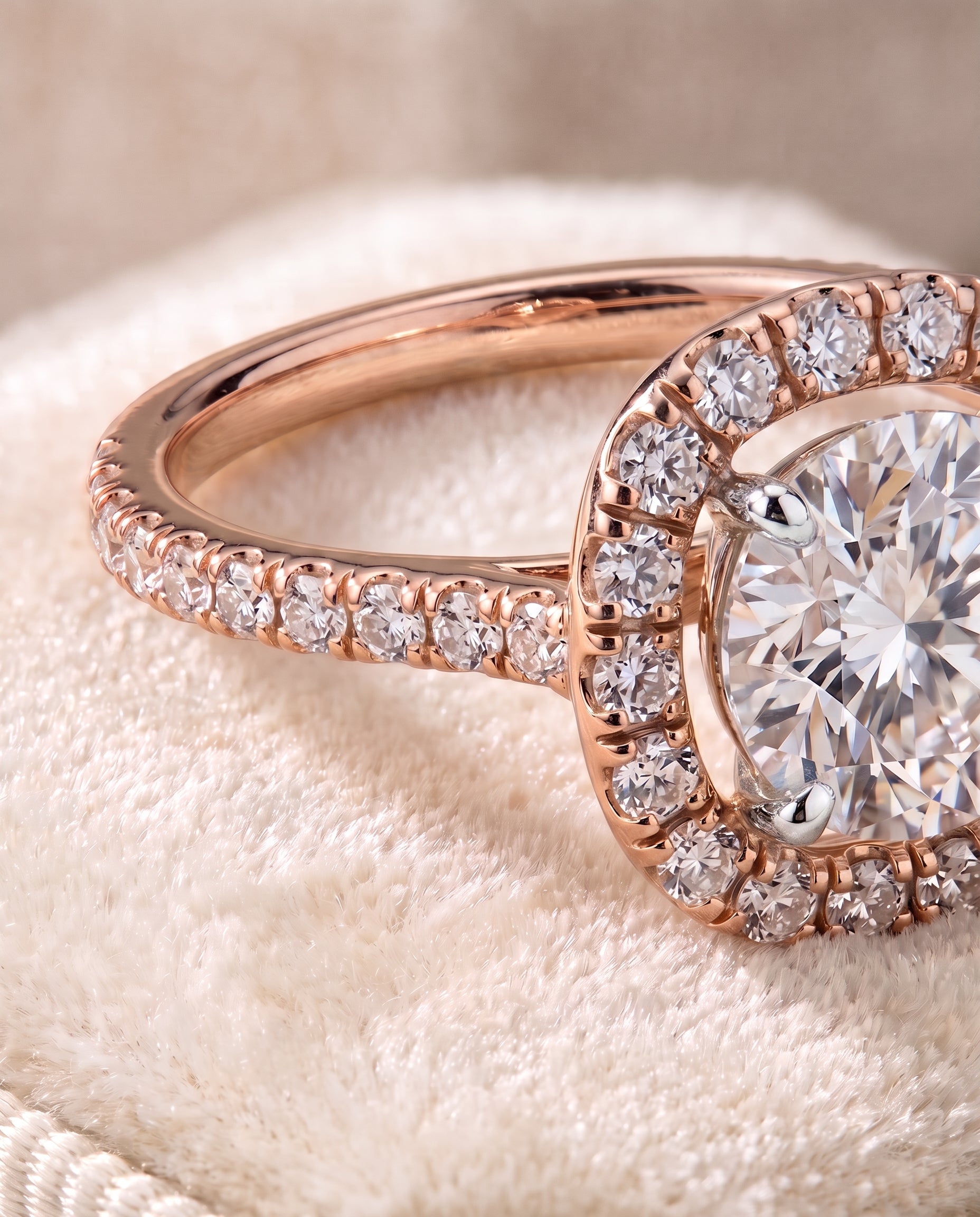 14K Rose Gold band of The Hymn round engagement ring setting | RockHer