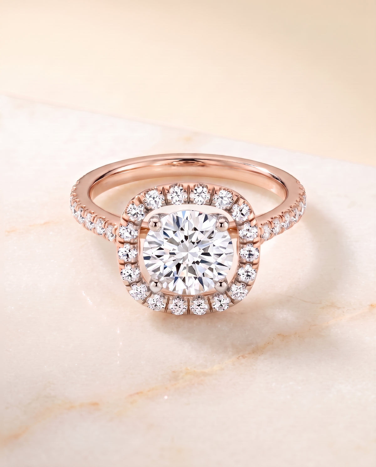 The Hymn round engagement ring setting in 14K Rose Gold | RockHer