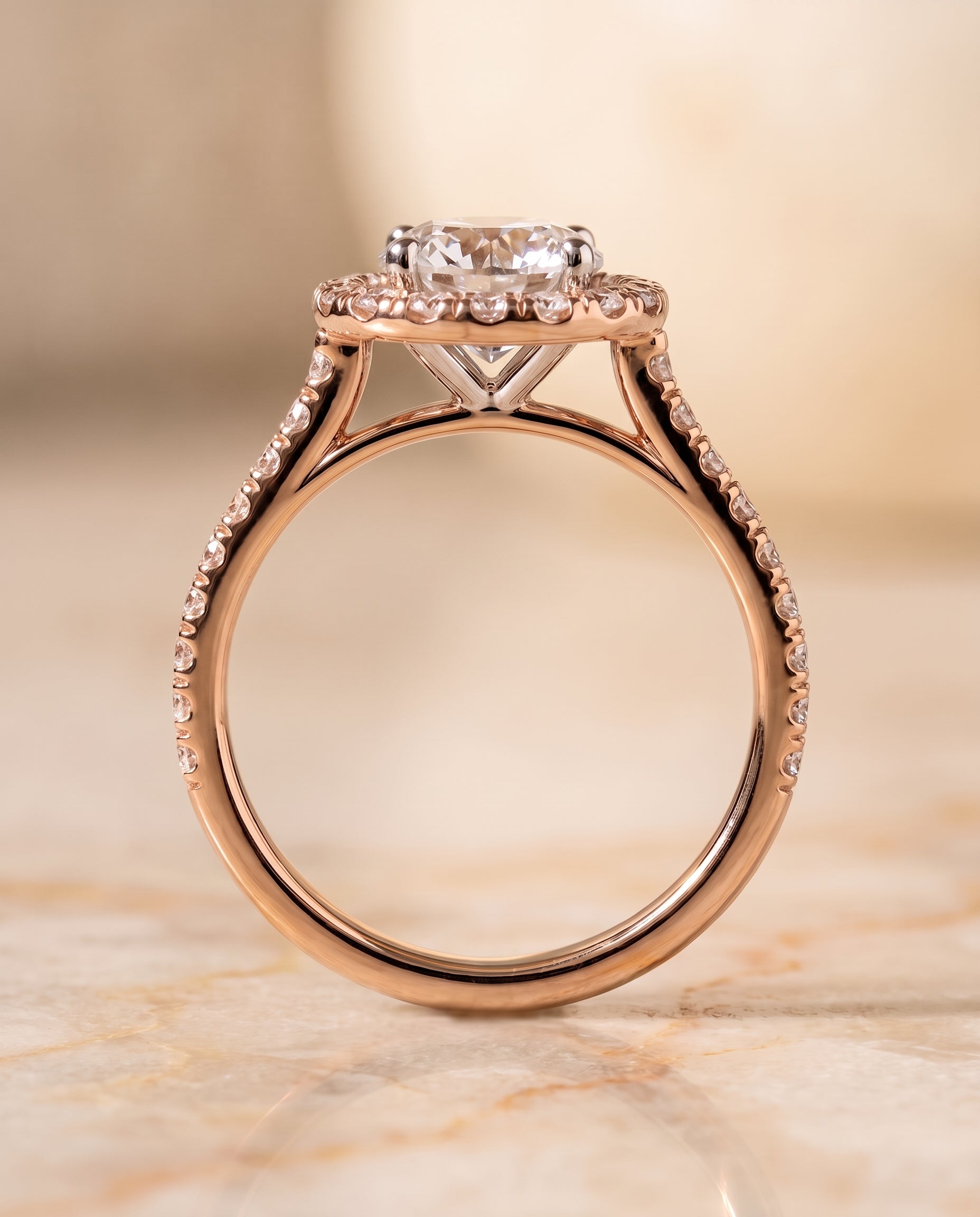 The Hymn setting for round diamonds, made to order in 14K Rose Gold | RockHer