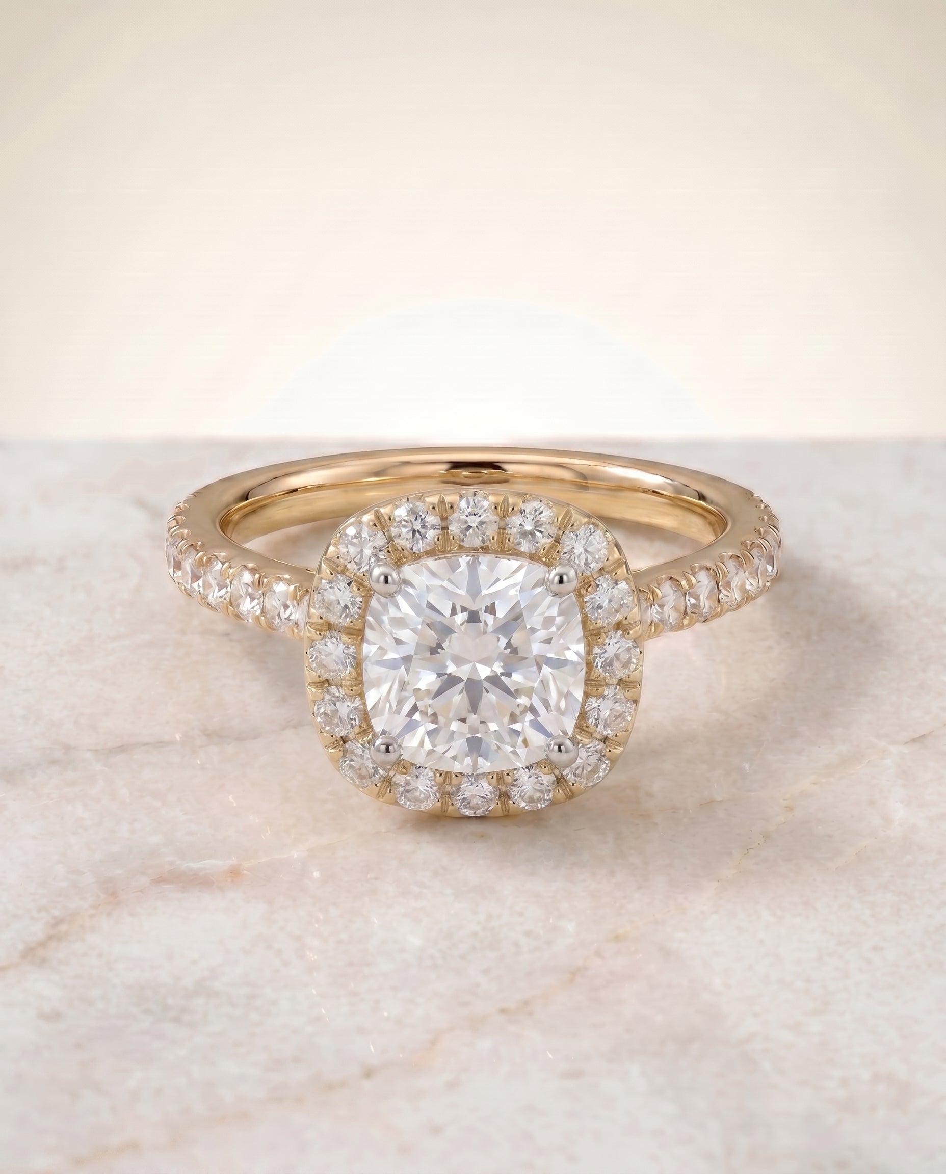 The Hymn Select Halo Engagement Ring with Lab Diamond in 18K Yellow Gold - view 1