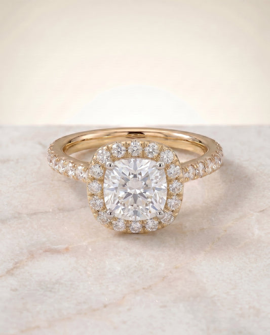 The Hymn Select Halo Engagement Ring with Lab Diamond in 18K Yellow Gold - view 1