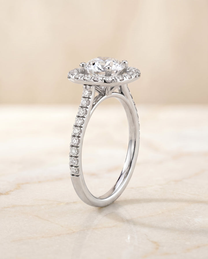 The Hymn Select Halo Engagement Ring with Lab Diamond in Platinum - view 2