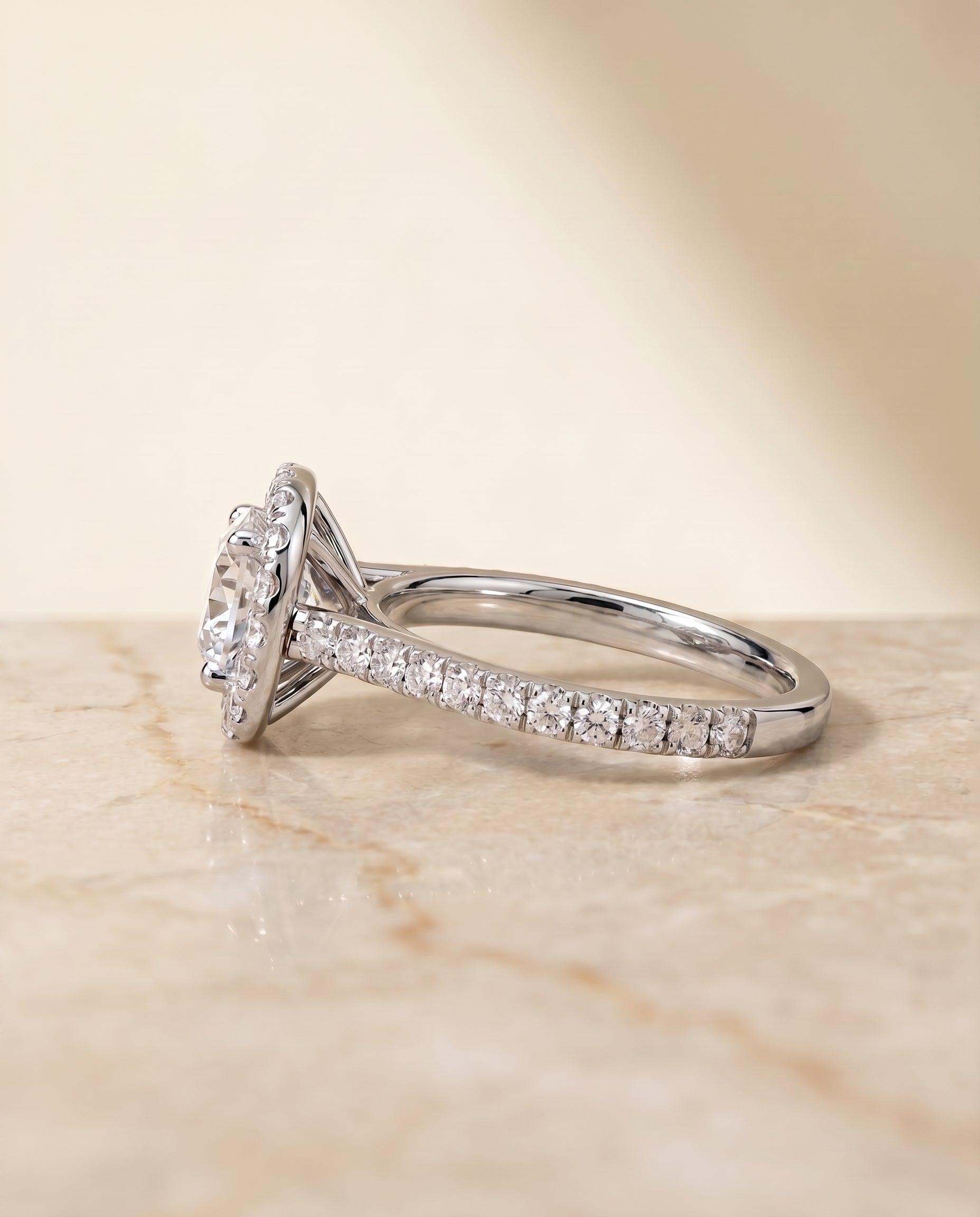The Hymn setting for round diamonds, made to order in Platinum | RockHer
