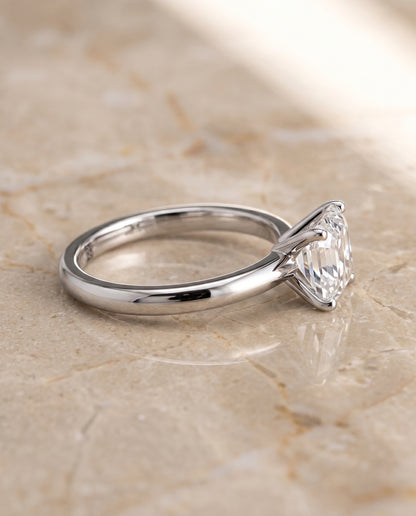 The Isolde Petite Knife Edge Solitaire Asscher Cut Engagement Ring Setting in 18K White Gold