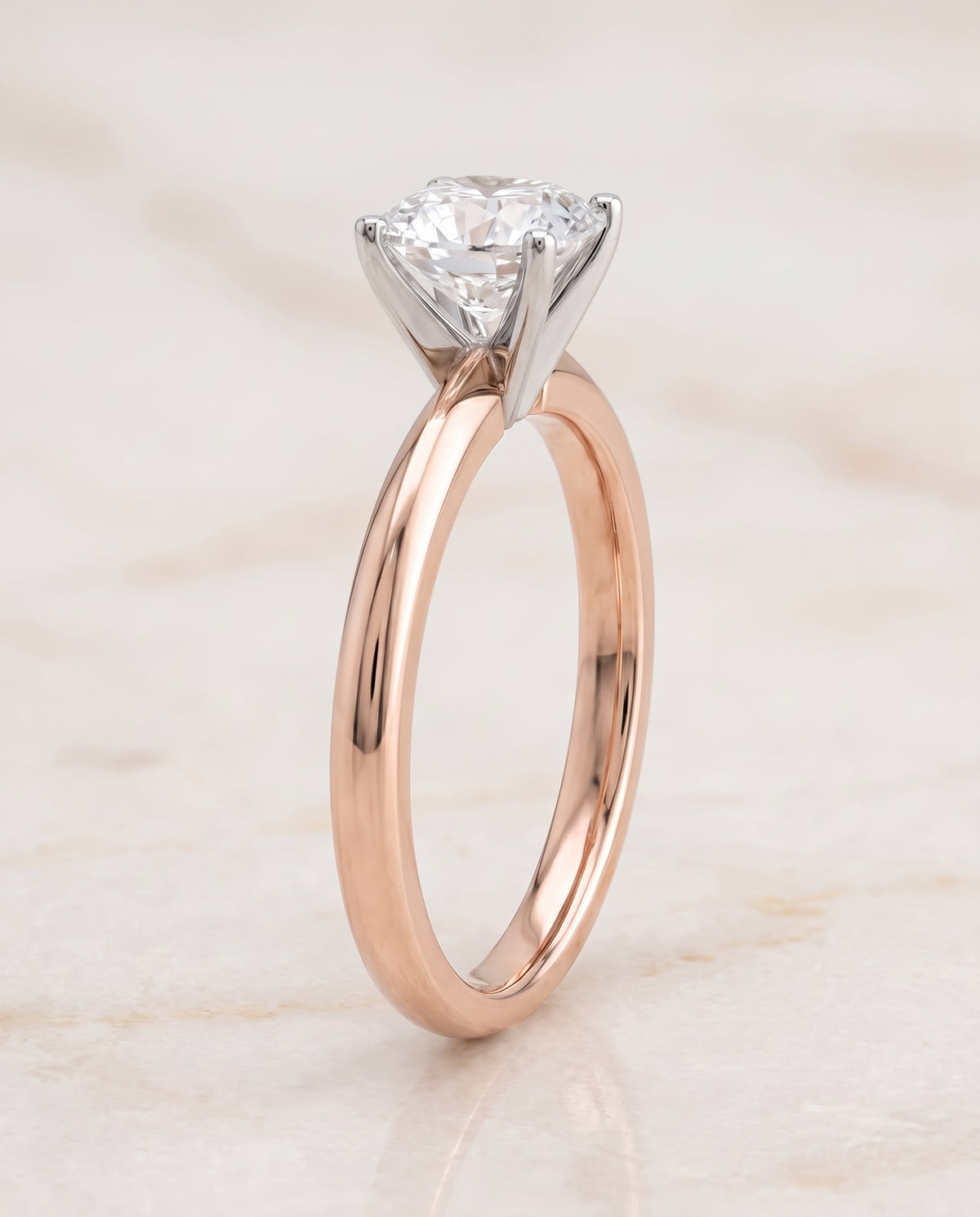 The Isolde Petite Knife Edge Solitaire Cushion Cut Engagement Ring Setting in 14K Rose Gold