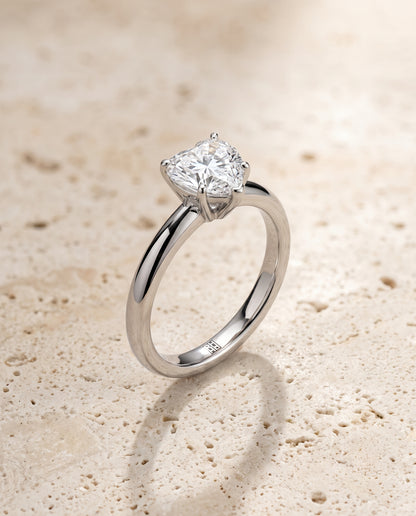 The Isolde Petite Knife Edge Solitaire Heart Engagement Ring Setting in Platinum