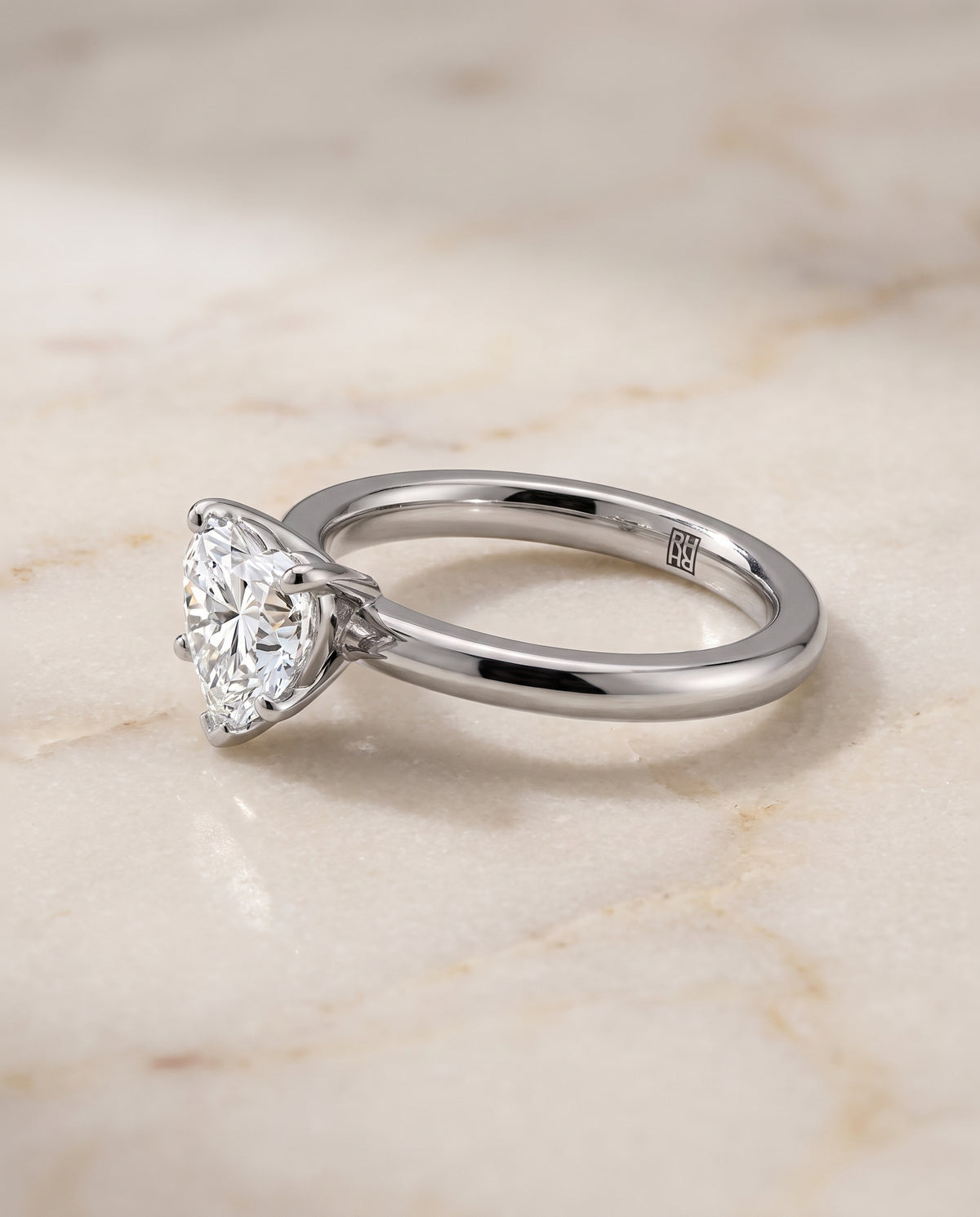 The Isolde Petite Knife Edge Solitaire Heart Engagement Ring Setting in Platinum
