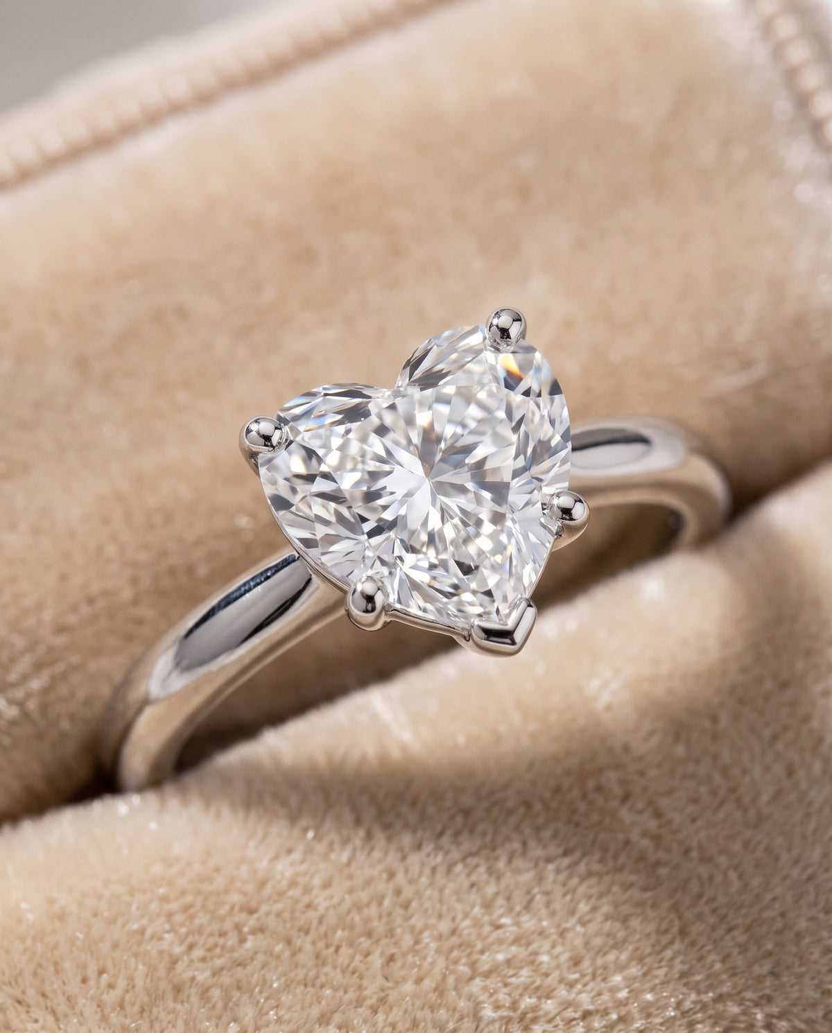 The Isolde Petite Knife Edge Solitaire Heart Engagement Ring Setting in Platinum